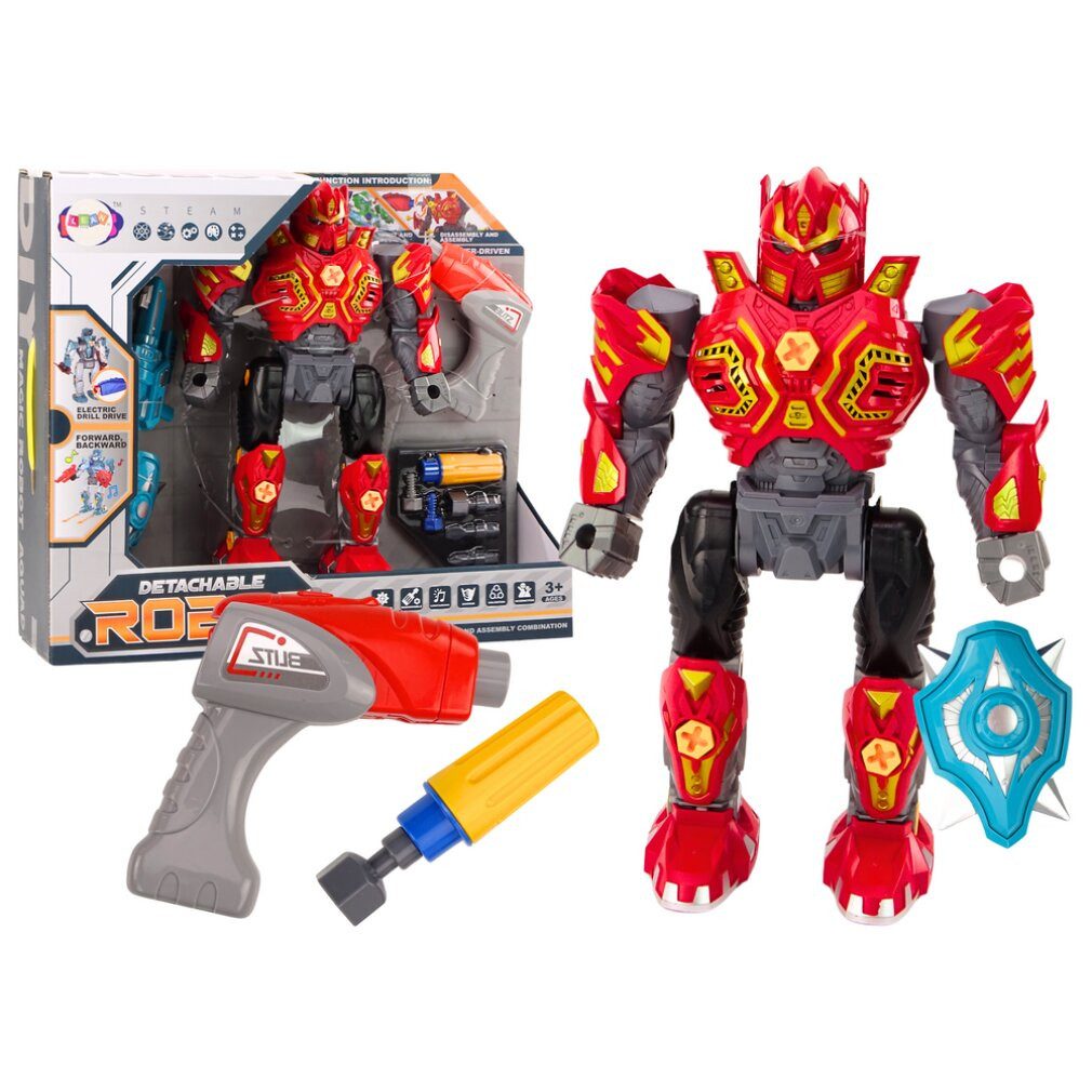 LEAN TOYS Spiel Robot Do Skr?cania Bro? Wiertarka ?rubokr?t ?wiat?a D?wi?k Czerwony