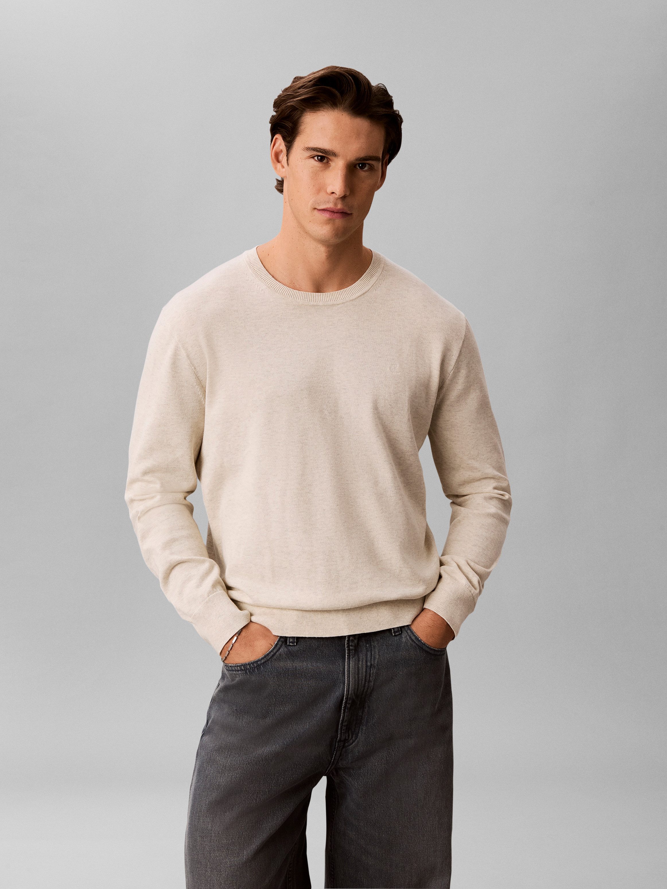 Calvin Klein Strickpullover LS SUPIMA COTTON CREW 14GG Mit Rundhalsausschnitt
