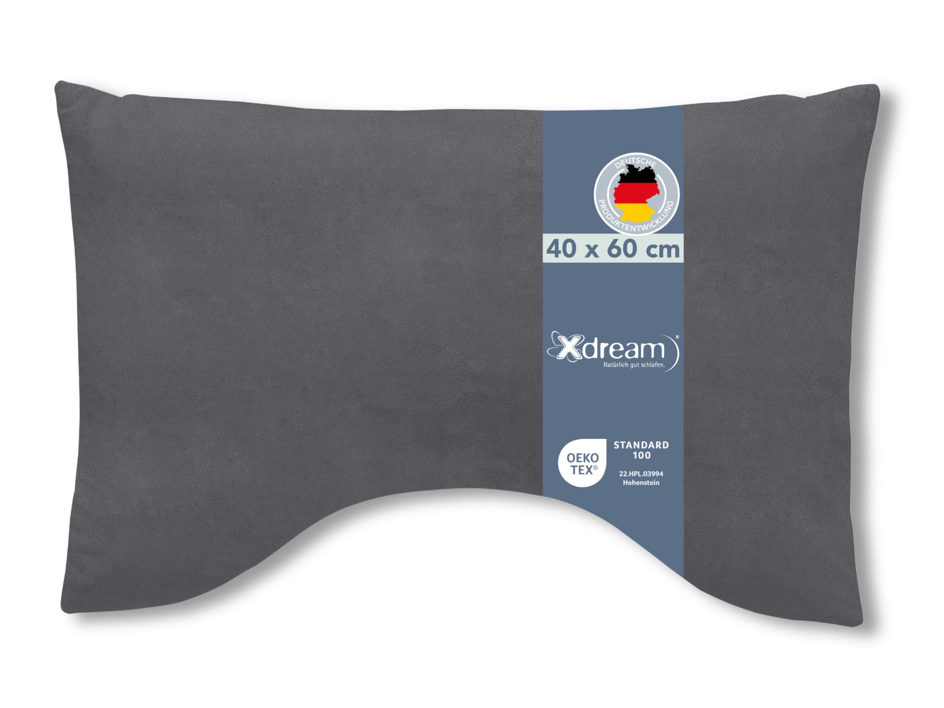 XDREAM Nackenstützkissen Visco Comfort, ergonomisches Nackenkissen mit Memory Effekt, Füllung: 100% Viscoschaum, Bezug: samtig weicher Mikroplüsch, für Rückenschläfer, Seitenschläfer und Bauchschläfer geeignet