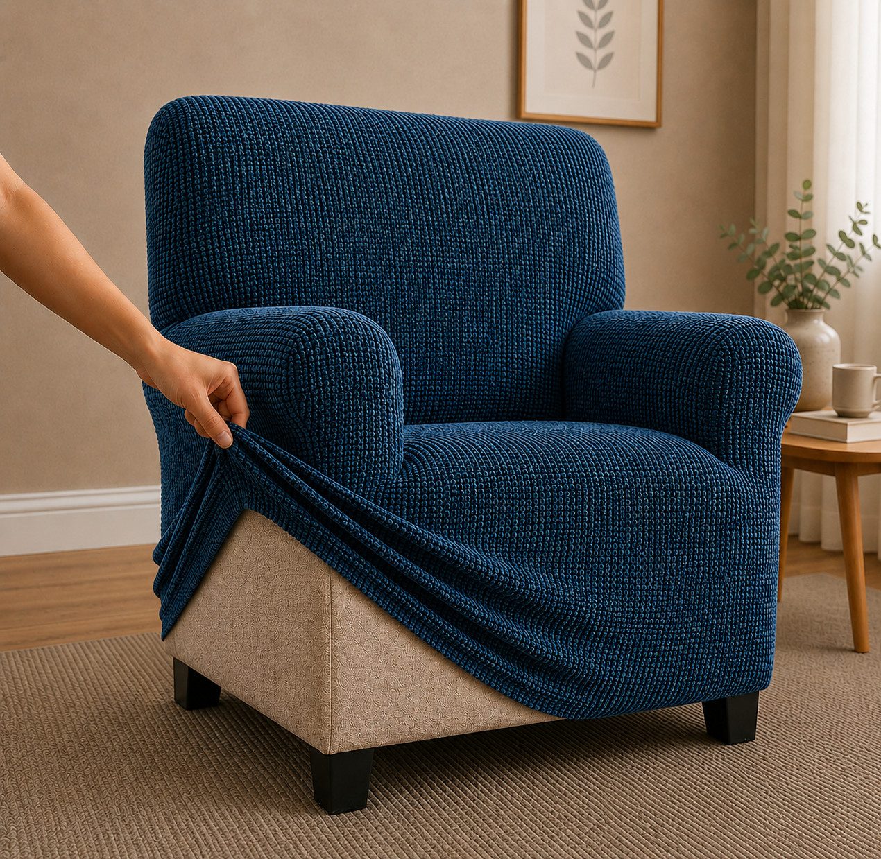 Belmarti Sesselhusse luxuriöser und edler Sesselbezug, Chenille Oberfläche, hochwertiges und langlebiges Material, made in Spain
