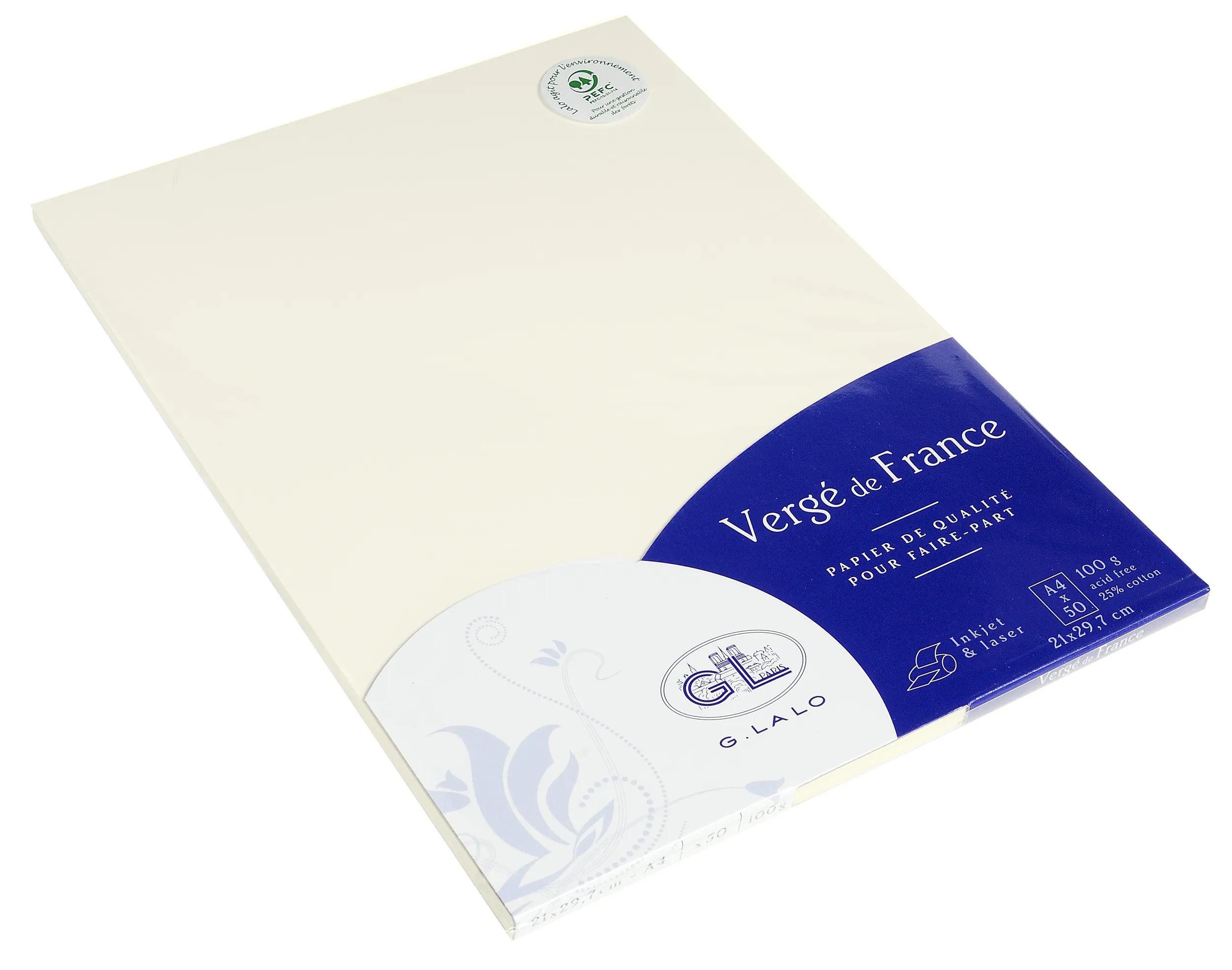 Thumbnail - G.Lalo Briefpapier 4x Packung 50 Bl Vergé-Papier, A4, 100g, Vergé de France Weiß 47200L, LALO