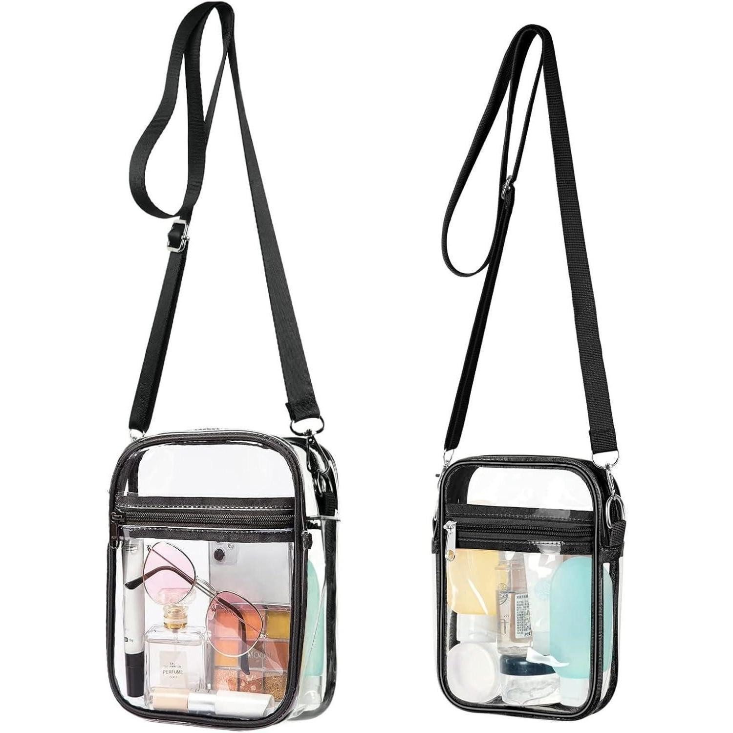 LuxusKollektion Umhängetasche Umhängetasche transparent PVC wasserdicht Konzerte F-schwarz-s+m