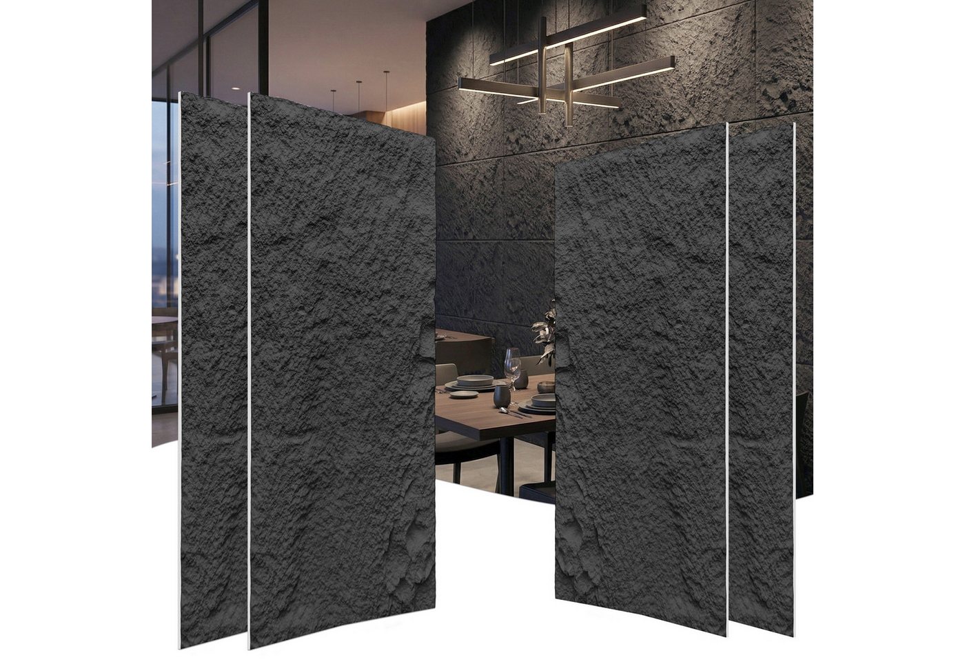 FIVMEN 3D Wandpaneel 120x60 cm Steinoptik Polystyrol 3cm dick Leichte Deckenpaneele, (4-tlg) für Wohnzimmer Küche Bad Schlafzimmer, 2 Stück/3 Stück
