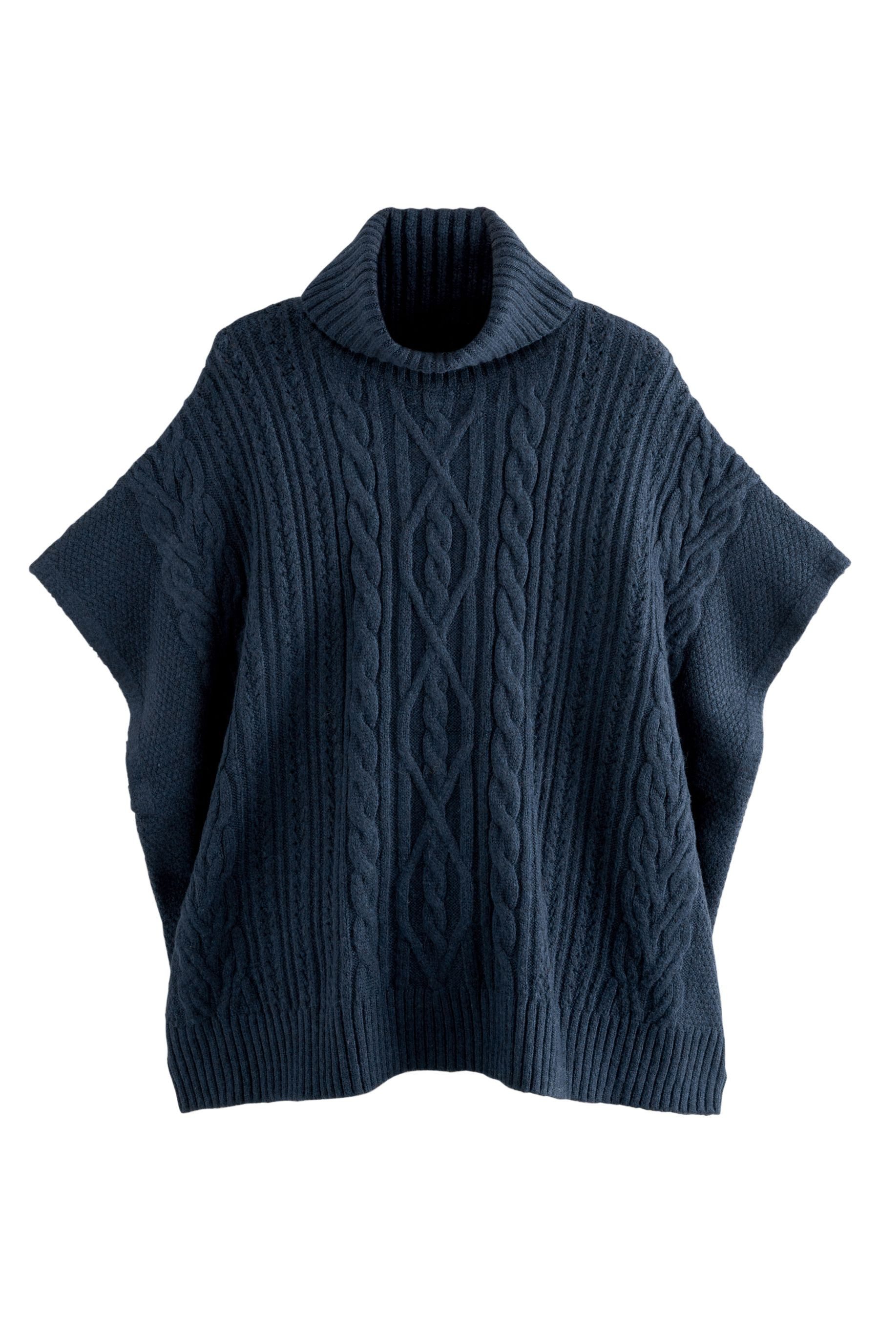 Next Strickponcho Rollkragenponcho mit Zopfmuster (1-tlg)