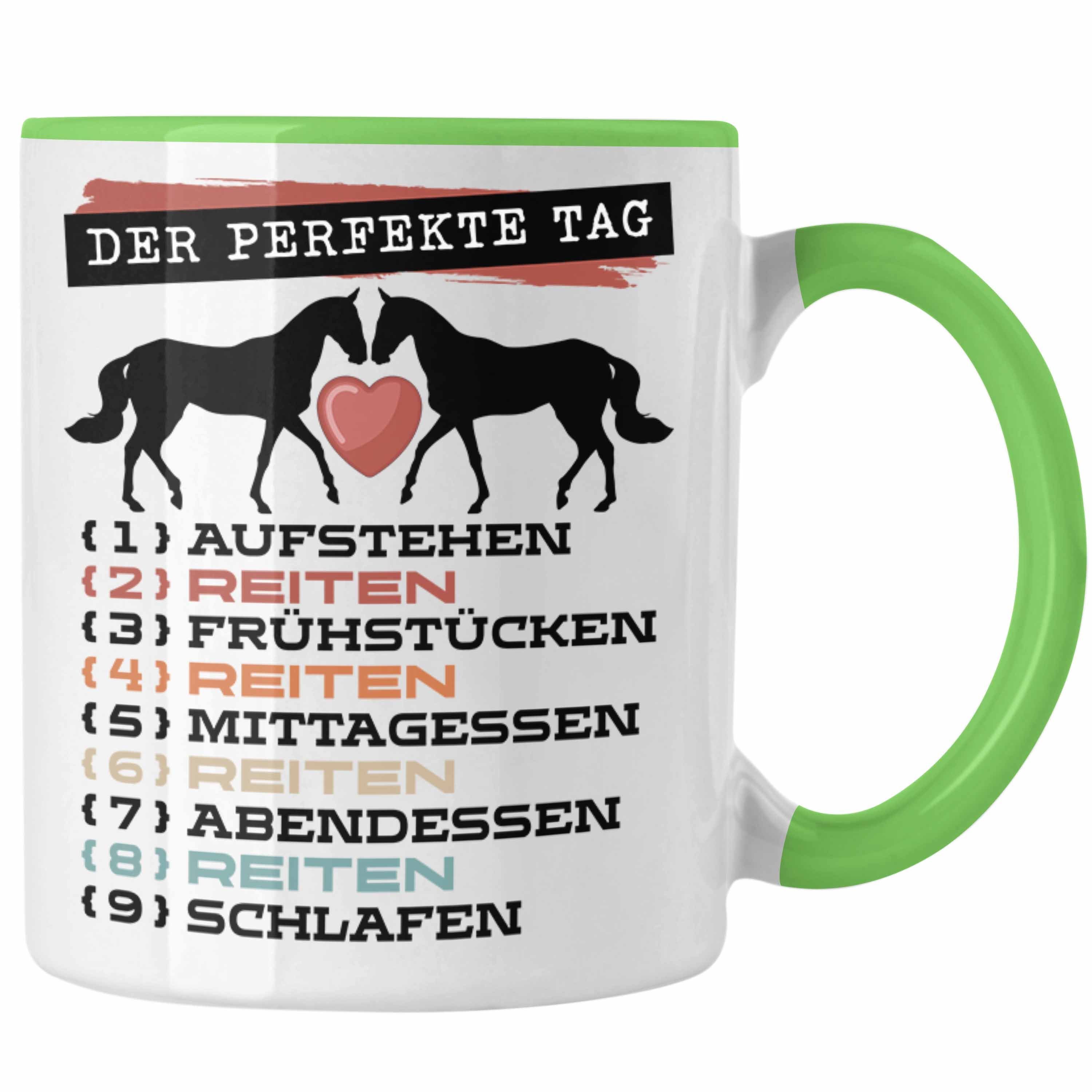 Trendation Tasse Trendation - Reiten Tasse Geschenk Becher Der Perfekte Tag Pferde Gesc Grün