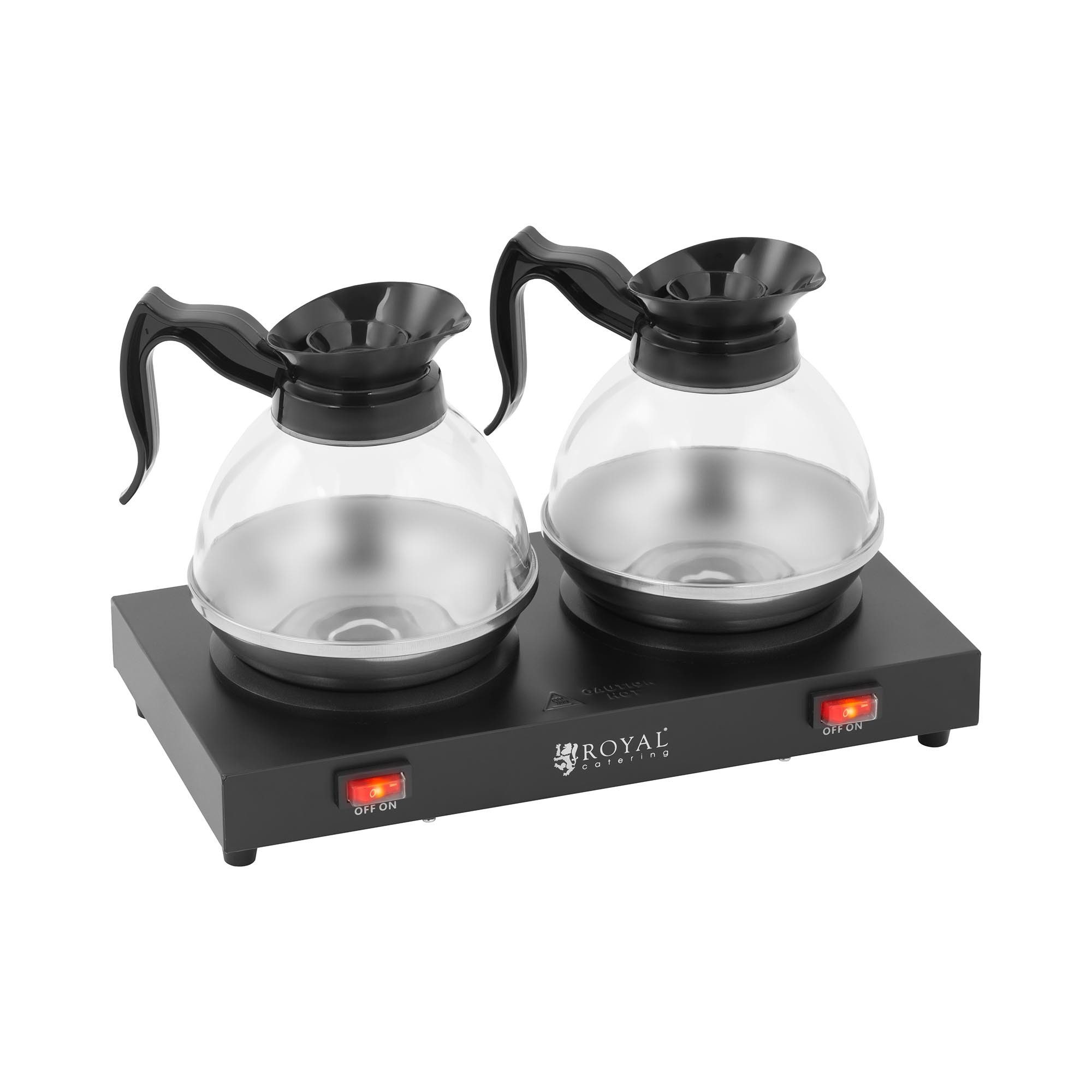 Royal Catering Kaffee- /Teestation RCCW-2G-DH, Warmhalteplatte mit 2 Tee- & Kaffeekannen 2 x 1,5l Wärmeplatte 160 W