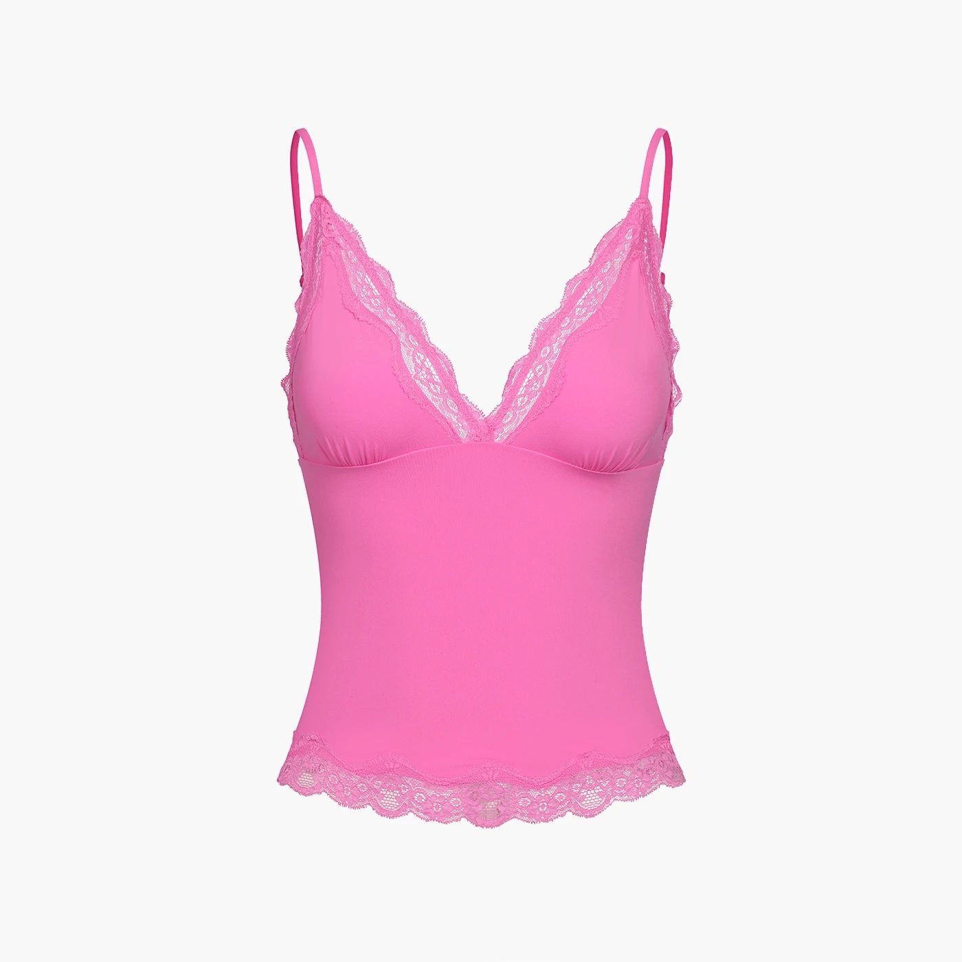 cfab (creamy fabrics) Nachthemd Deep Neck Lace Top-Rot-M (1-tlg)