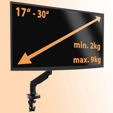 Poppstar Tischhalterung höhenverstellbar für 1 Bildschirm (17 Zoll bis 30 Zoll) Monitor-Halterung, (bis 30,00 Zoll, 360° schwenkbarer, drehbarer & neigbarer Monitor-Arm)