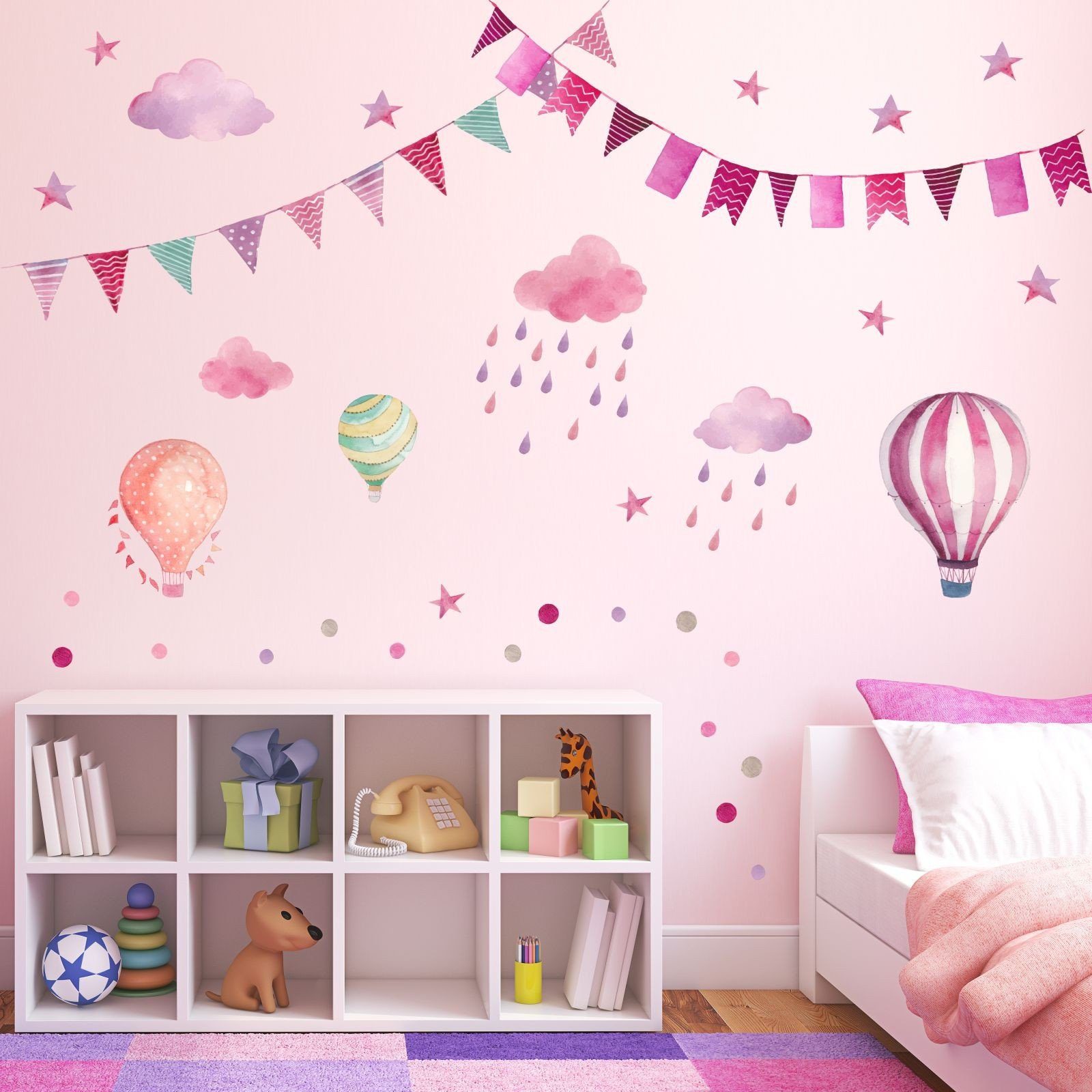 nikima Wandtattoo 015 Wandtattoo Girlande rosa - 750 x 420 mm (PVC-Folie)