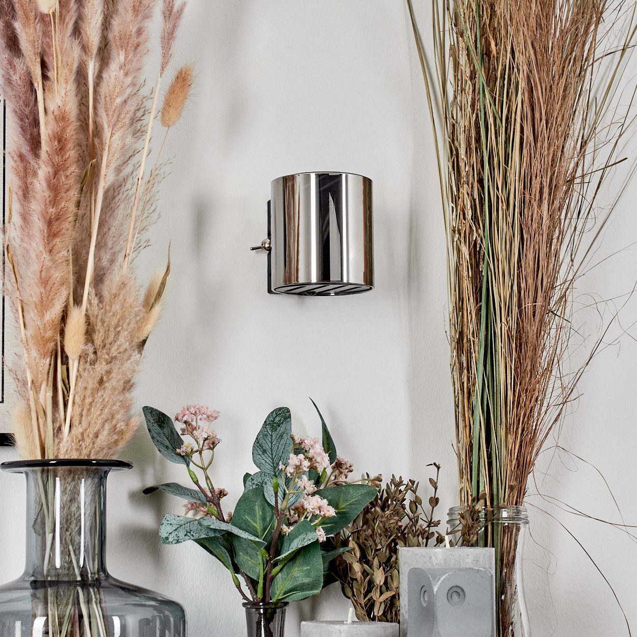 hofstein Wandleuchte Wandlampe aus Metall/Glas in Schwarz/Chrom/Rauch, ohne günstig online kaufen