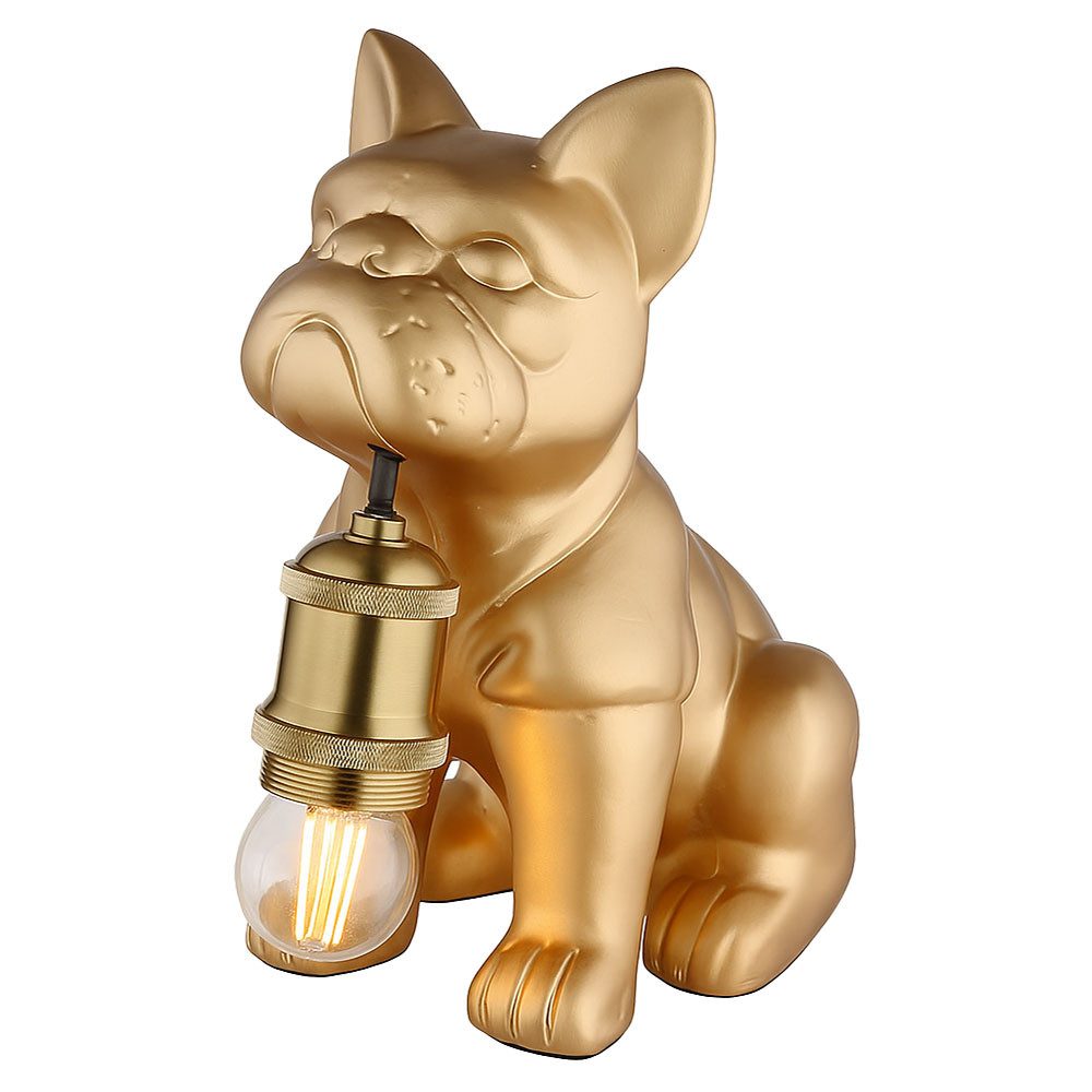 GLOBO LIGHTING LED Tischleuchte, Leuchtmittel inklusive, Warmweiß, Tischleuchte Beistellleuchte Nachttischlampe LED Filament gold Hund