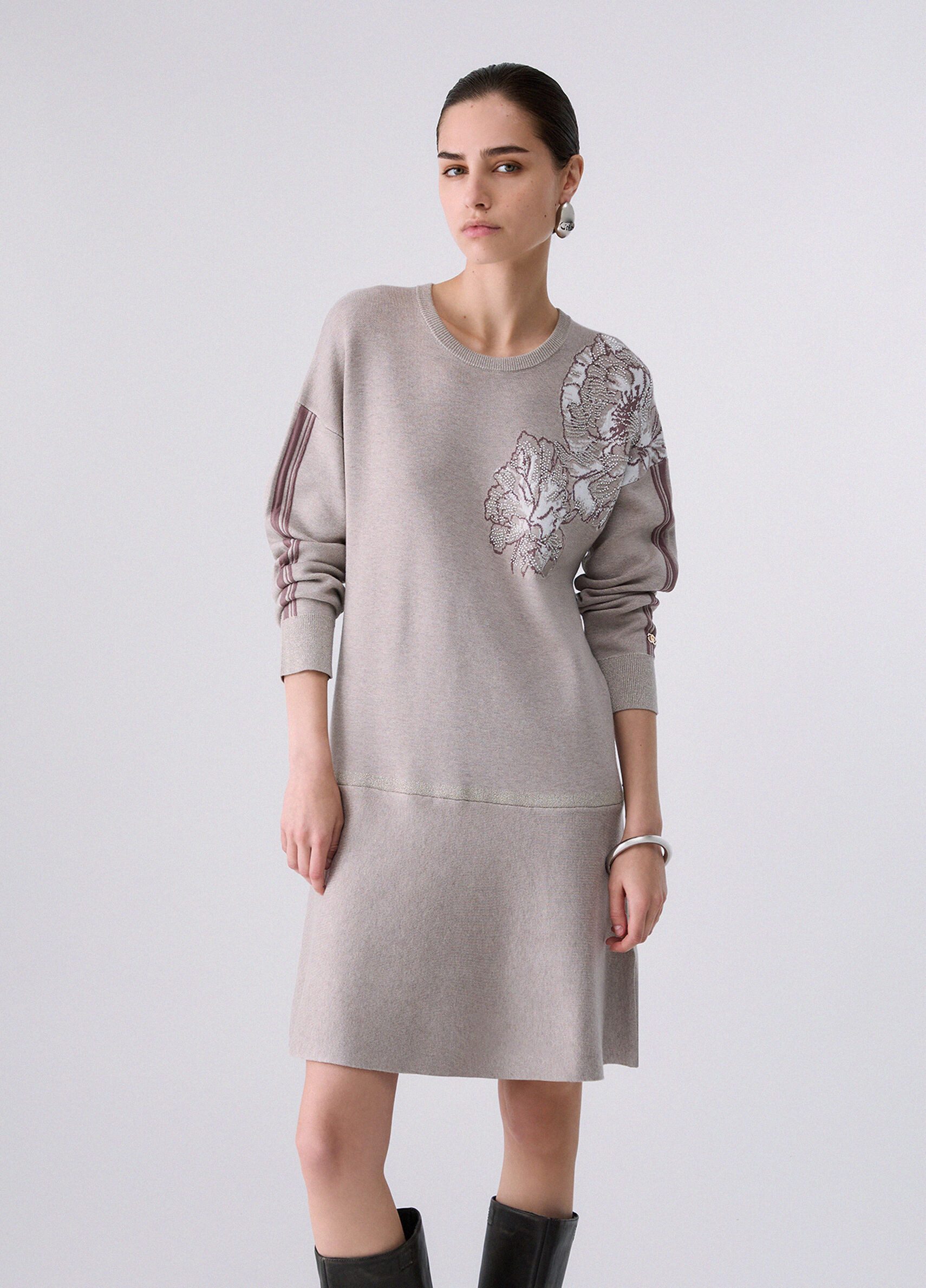 Liu Jo Strickkleid ECS ABITO MAGLIA - Strickkleid mit Blumenmotiv - Damen Kleid
