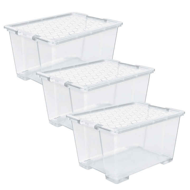 ROTHO Aufbewahrungsbox »3er-Set Evo Easy Aufbewahrungskiste 140l, lebensmittelechter Kunststoff (PP) BPA-frei« (Aufbewahrungsset, 3er-Set)