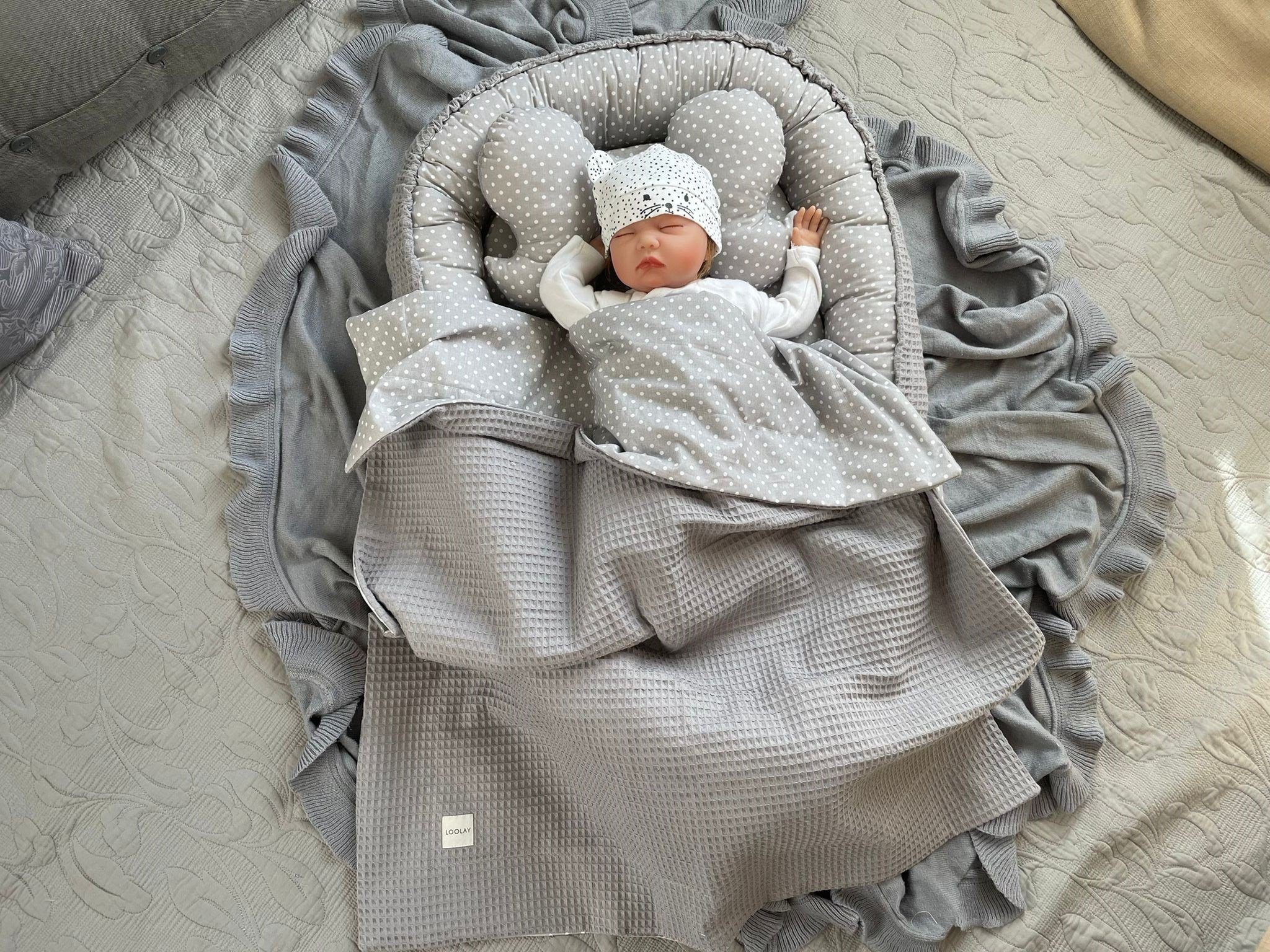 Bettnestchen WAFFELPIQUE Baumwolle BABYNEST Babykokon Neugeborene Babyaustattung