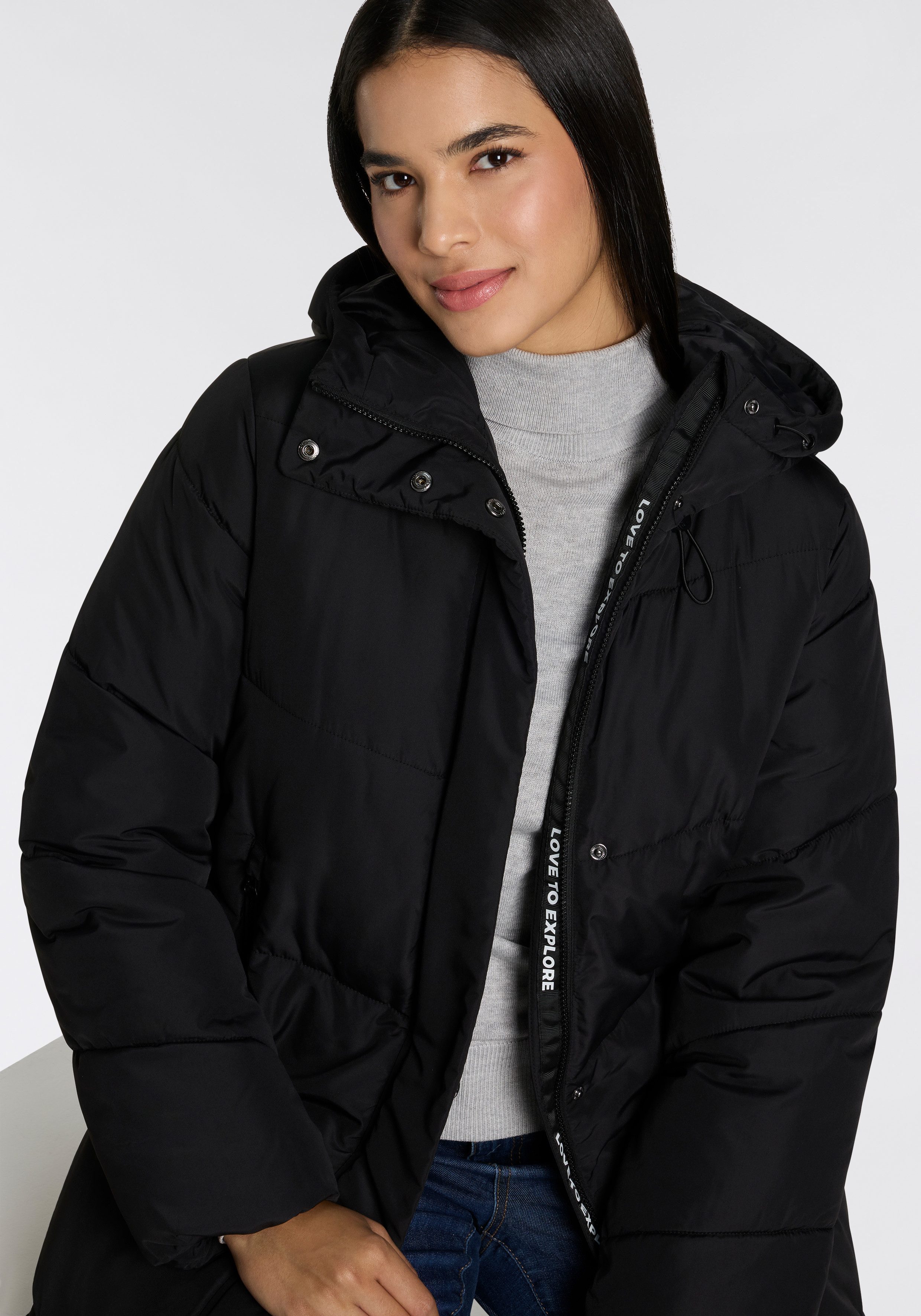 ONLY Steppmantel ONLMEGAN LIFE LONG PUFFER COAT CS OTW verdeckter Zipper, Reißverschlusstaschen, winddicht – Bild 3 von 5