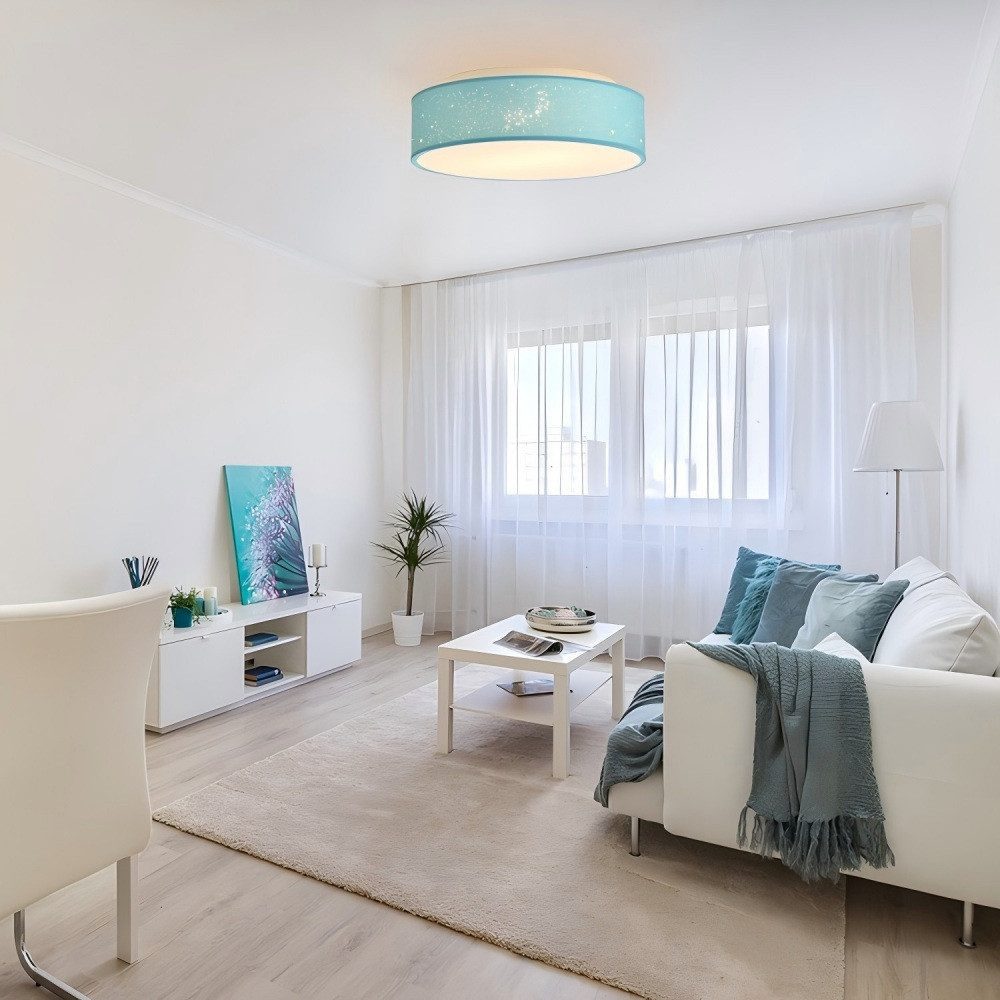 Zedelmaier Lampenschirm Deckenleuchte Deckenlampe Stoff mit Sterne Kinderzimmerlampe, ohne Leuchtmittel, für Kinderzimmer Schlafzimmer Wohnzimmer Flur