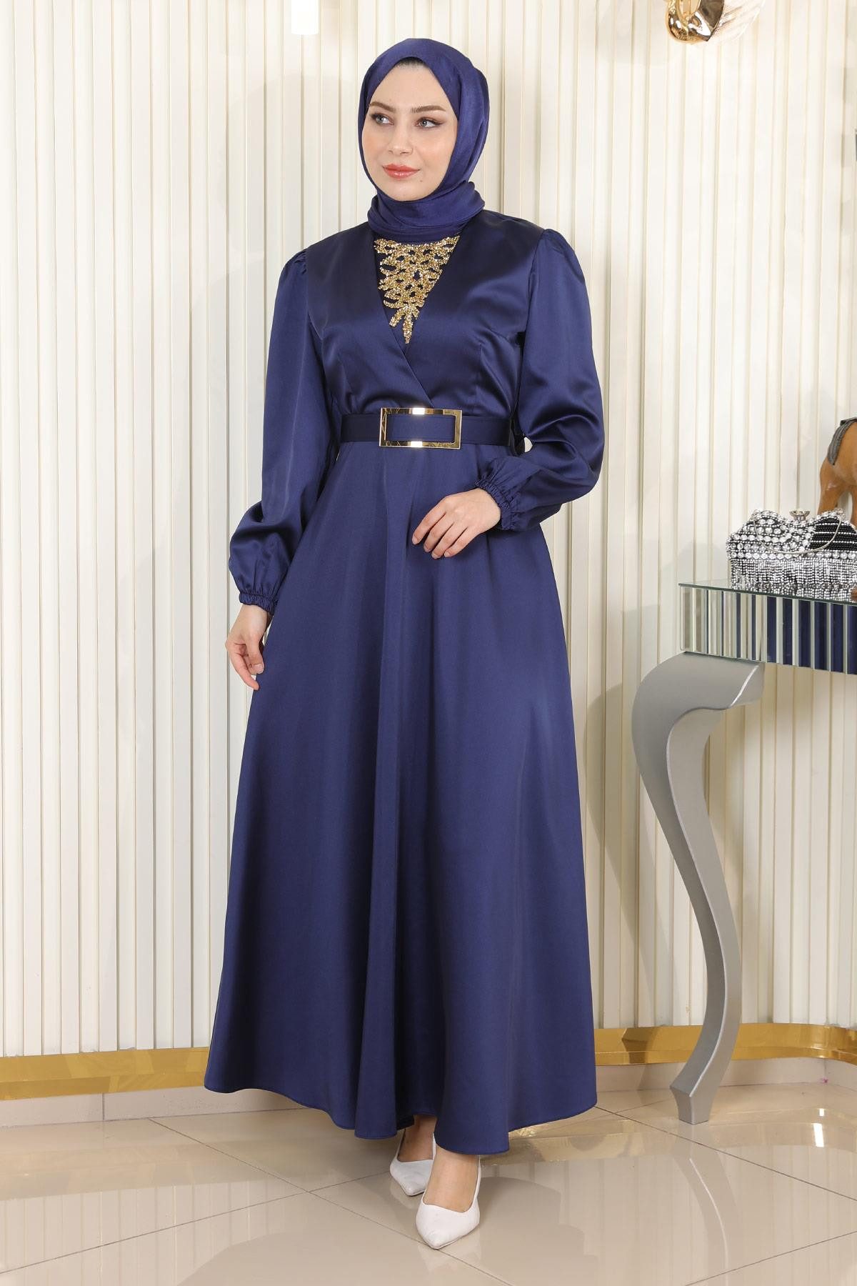 MODAMİHRAM Midikleid Abendkleid mit Steinverzierung günstig online kaufen
