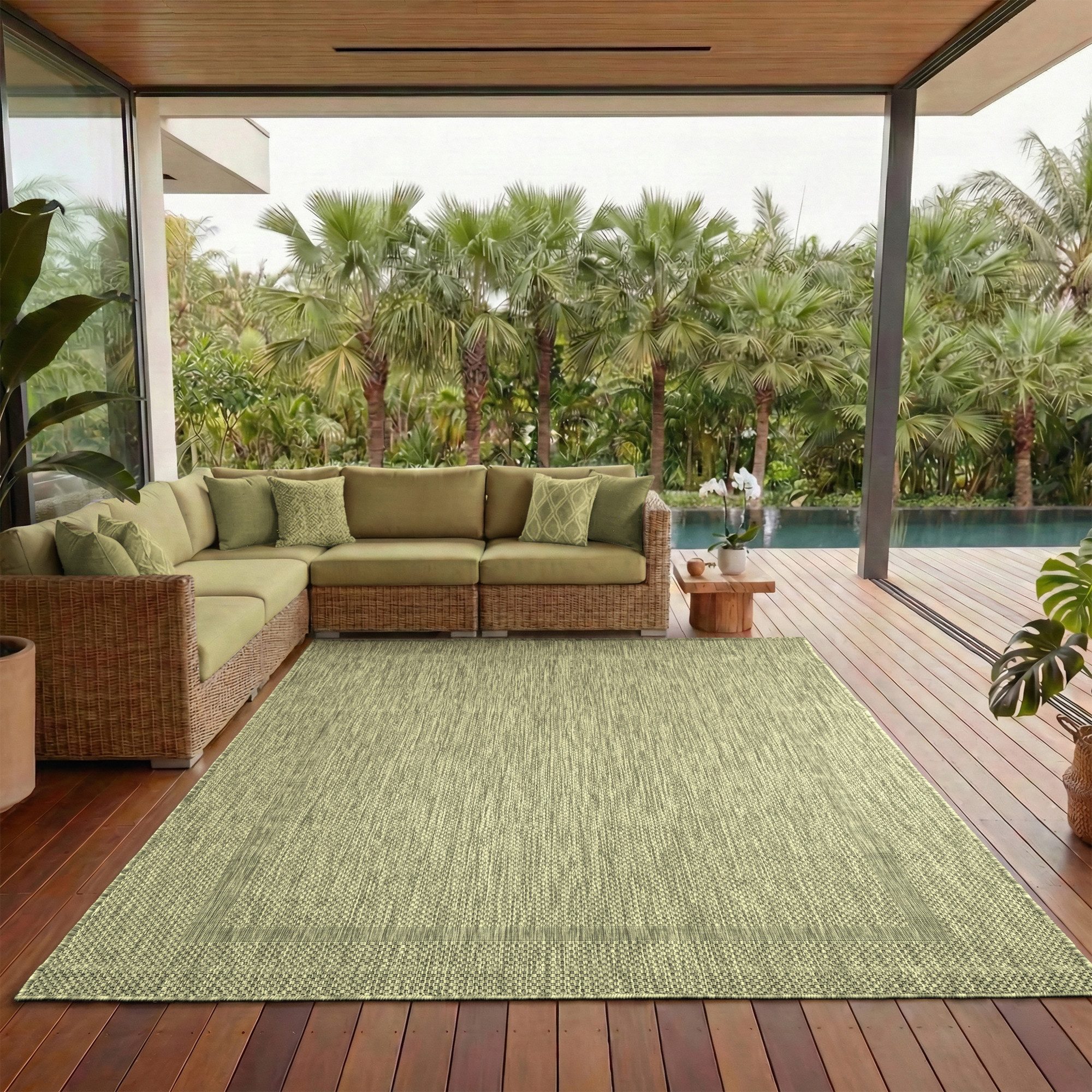 Carpettex Outdoorteppich Unicolor - Einfarbig, Läufer, Höhe: 5 mm, Teppich Wetterfest Balkon Küchenteppich Flachgewebe Sisaloptik