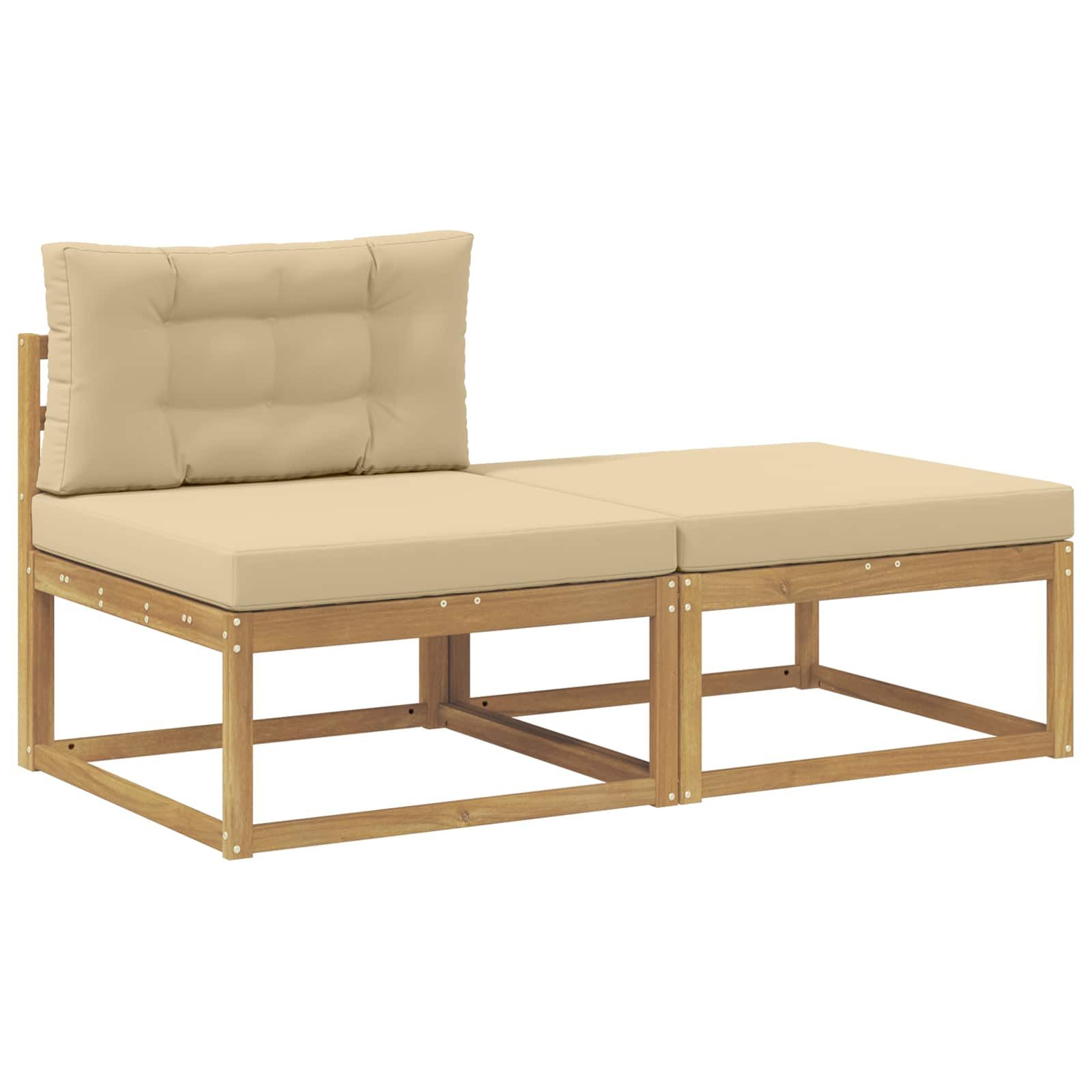 vidaXL Sofaelement 2 Stück Outdoor-Fußhocker Polyester Weiß (2 St)