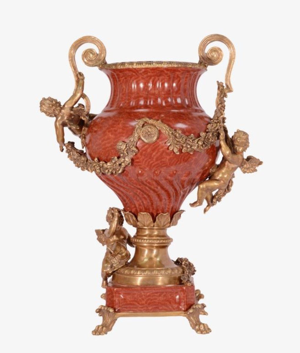 Antik Porzellan Stil Padrino Vase Dekoobjekt Luxus - mit 2 Barock Griffen Casa