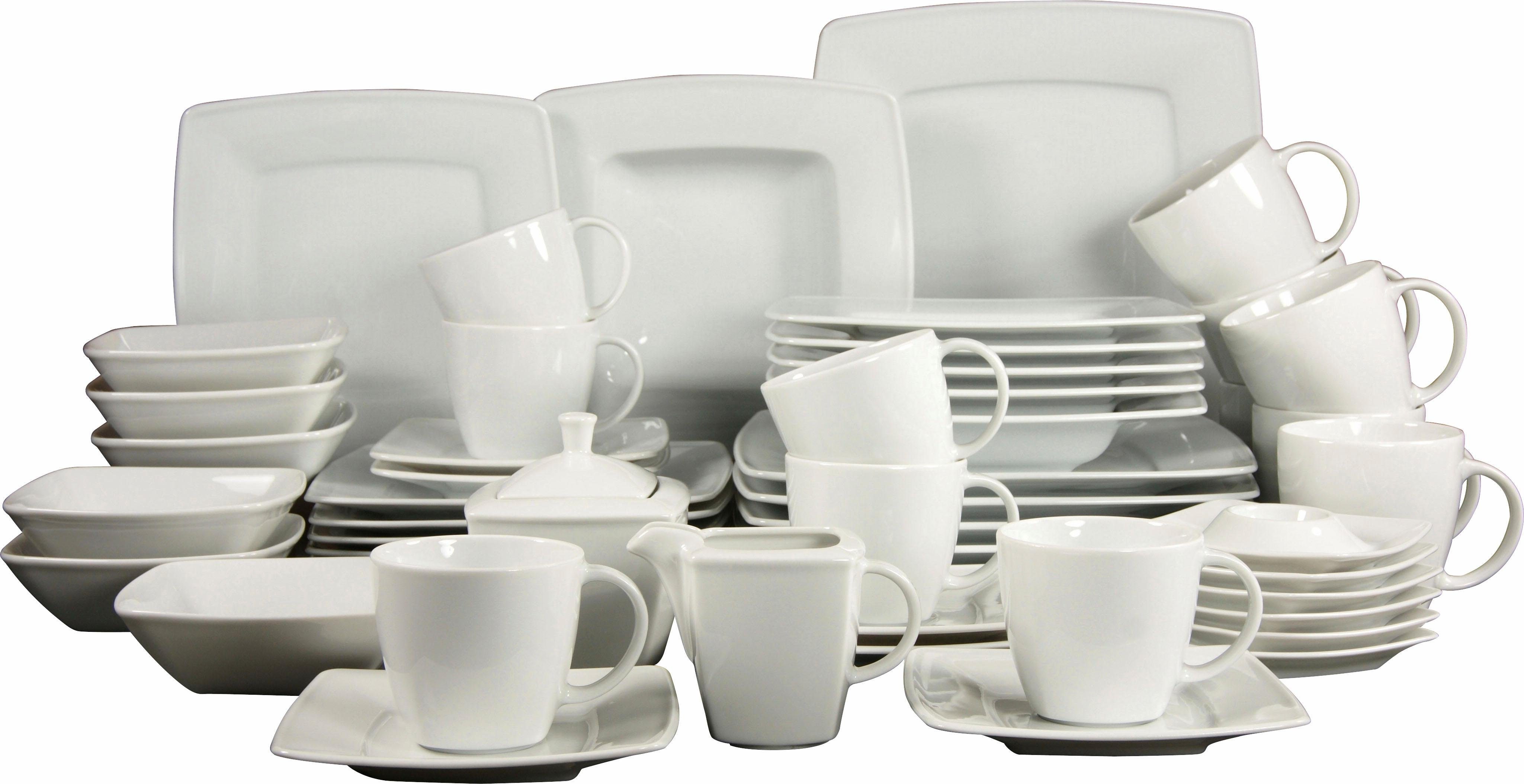 creaTable Kombiservice Geschirr-Set VICTORIA (50-tlg), 6 Personen, Porzellan, Service, weiß, 50 Teile, für 6 Personen – Bild 2 von 5