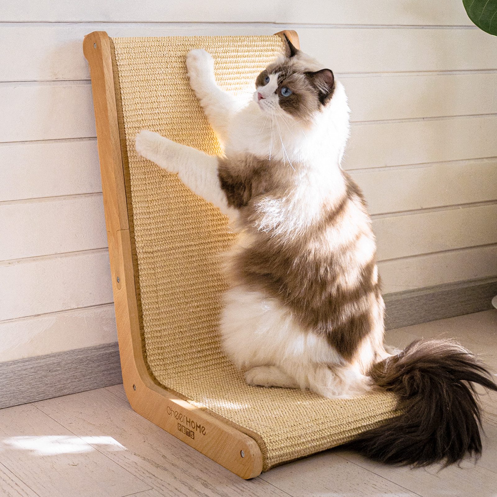 CheerPals Kratzbrett L-Form Sisal für Katzen, 105° Design aus Buchenholz, (1-tlg)