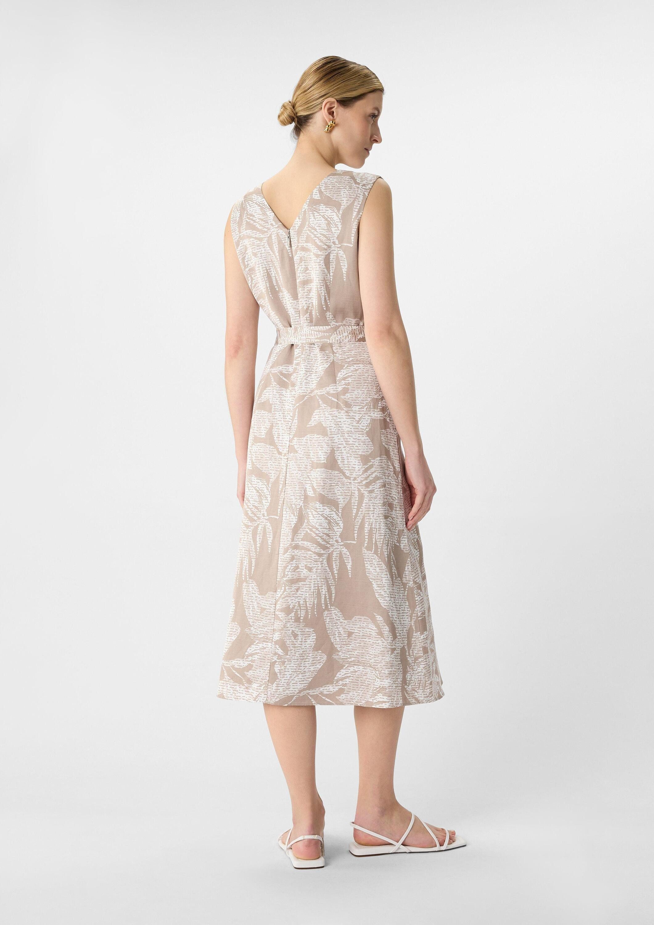 comma Midikleid Kleid Satiniertes Leinenmix-Kleid in Midilänge