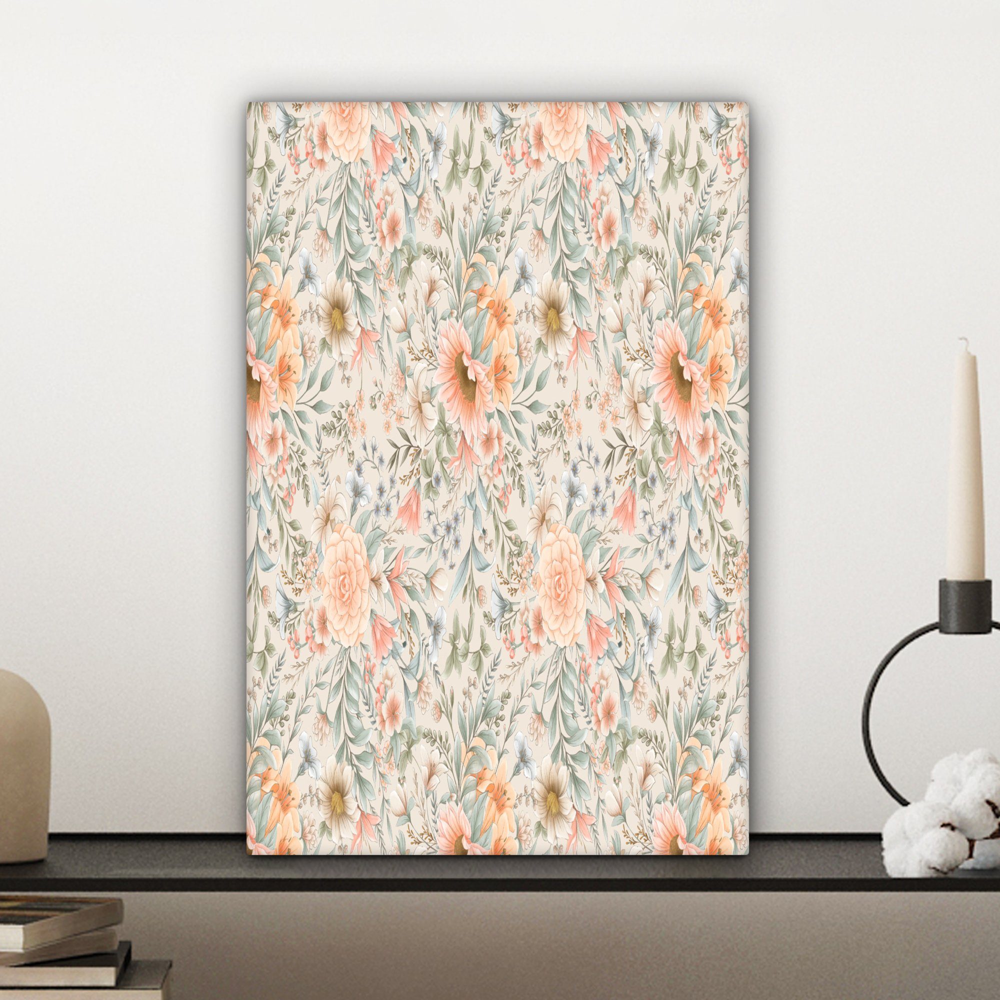 OneMillionCanvasses® Leinwandbild Blumen Gemälde, inkl. 20x30 Muster, - - (1 Leinwandbild Sonnenblume - Pastell cm fertig bespannt St), Zackenaufhänger