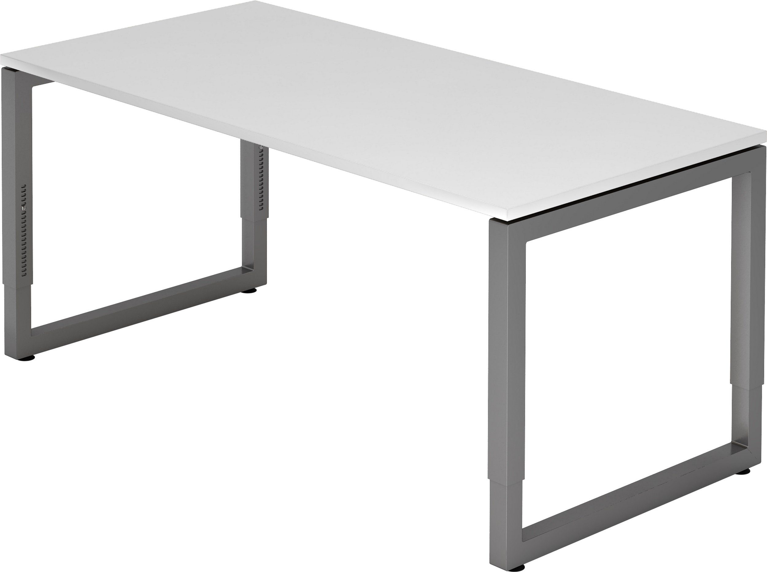 bümö Schreibtisch Schreibtisch Serie-R, Rechteck: 160 x 80 cm - Dekor: Weiß - Gestell: Graphit