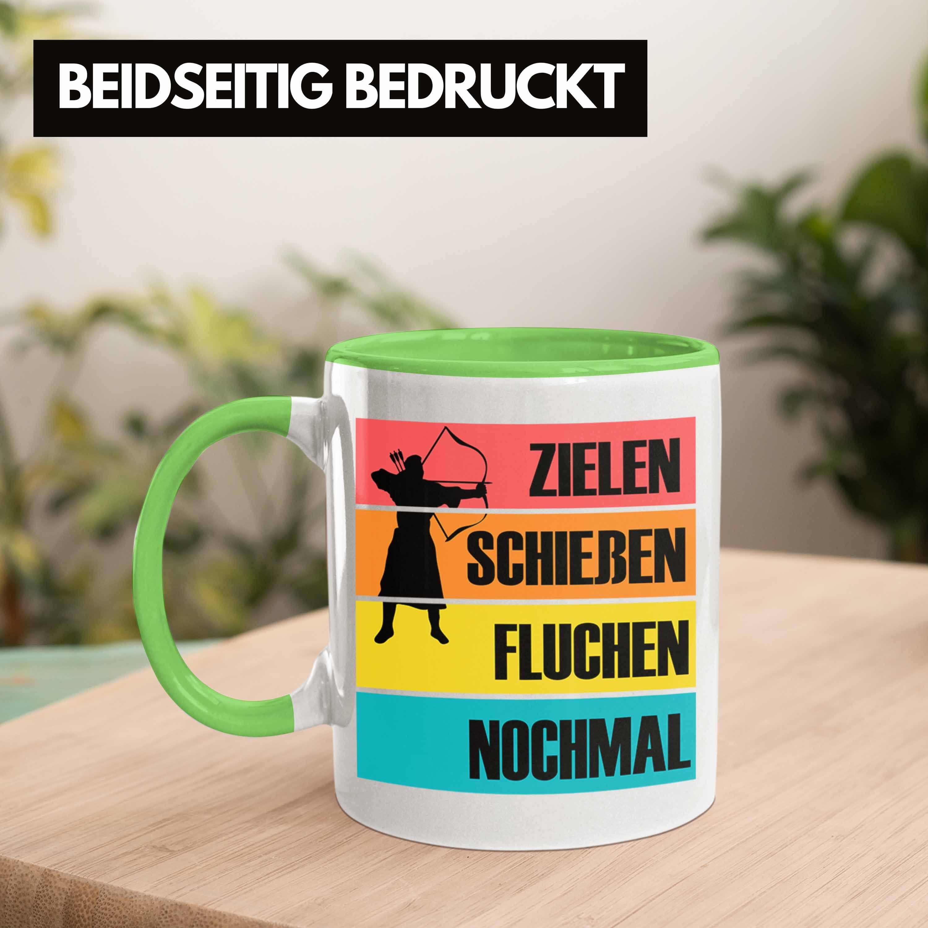 Tasse Bogenschütze Bogenschießen Geschenk Trendation Tasse Spruch und für B Grün Pfeil - mit