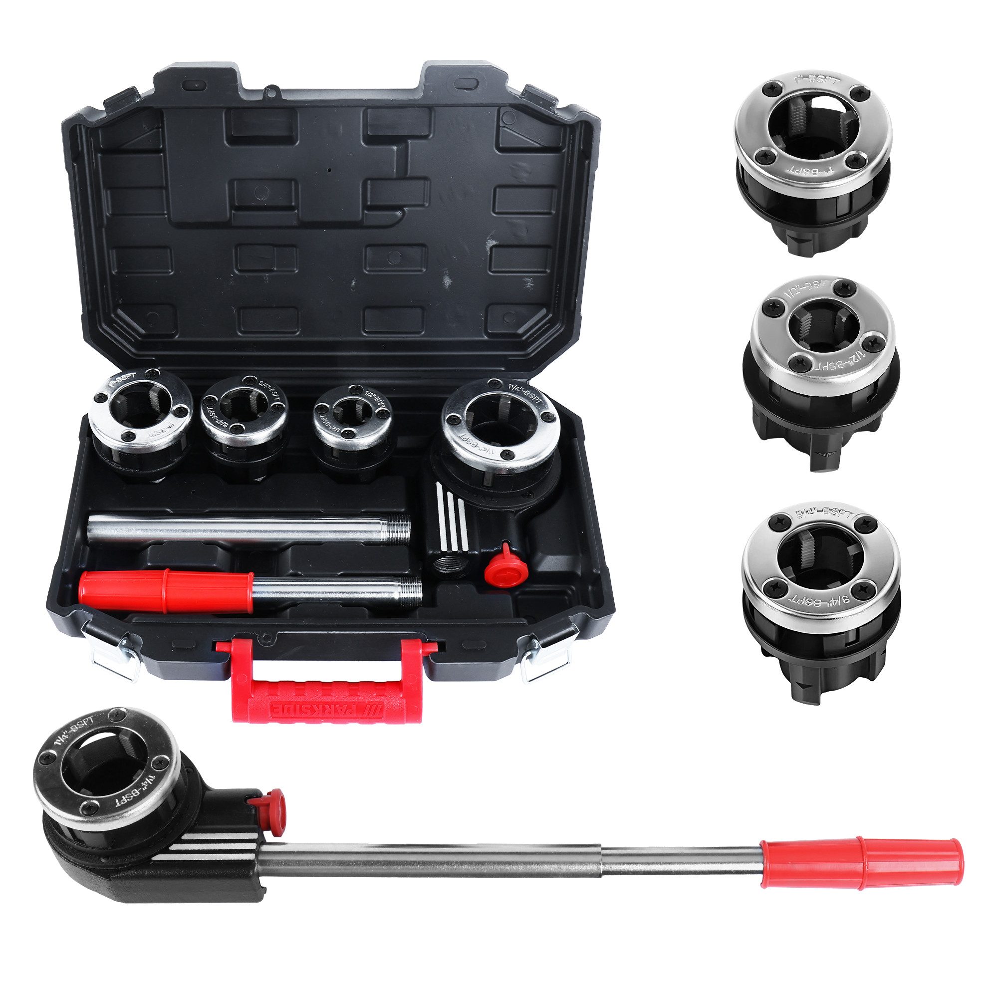 CCLIFE Gewindeformer CCLIFE Rohrgewindeschneider Set 7tlg mit Ratsche 1 2 bis 1 1 4 Zoll, 7-tlg.