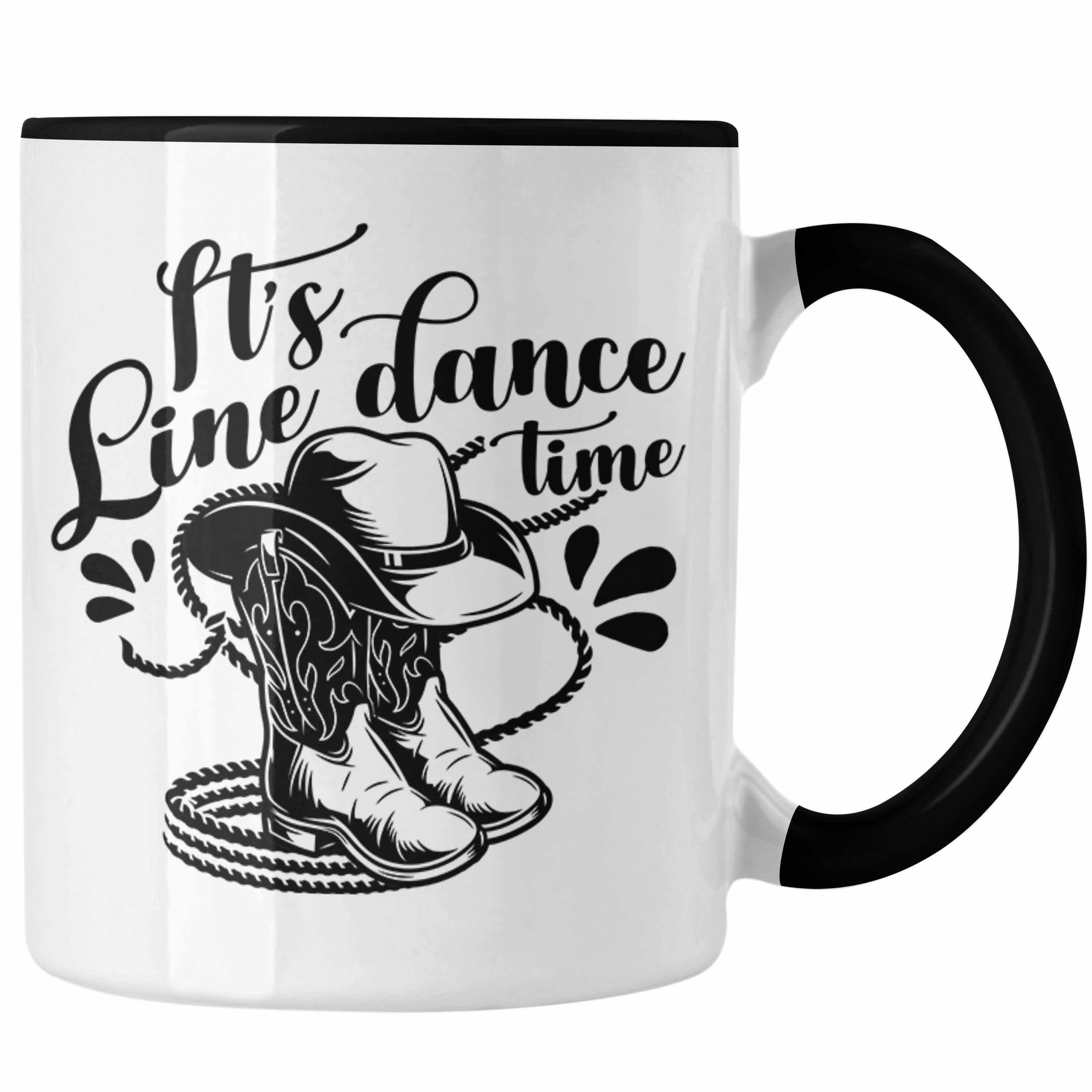 Trendation Tasse Lustige Tasse "It's Line Dance Time" Geschenk Line Dance Fans Schwarz