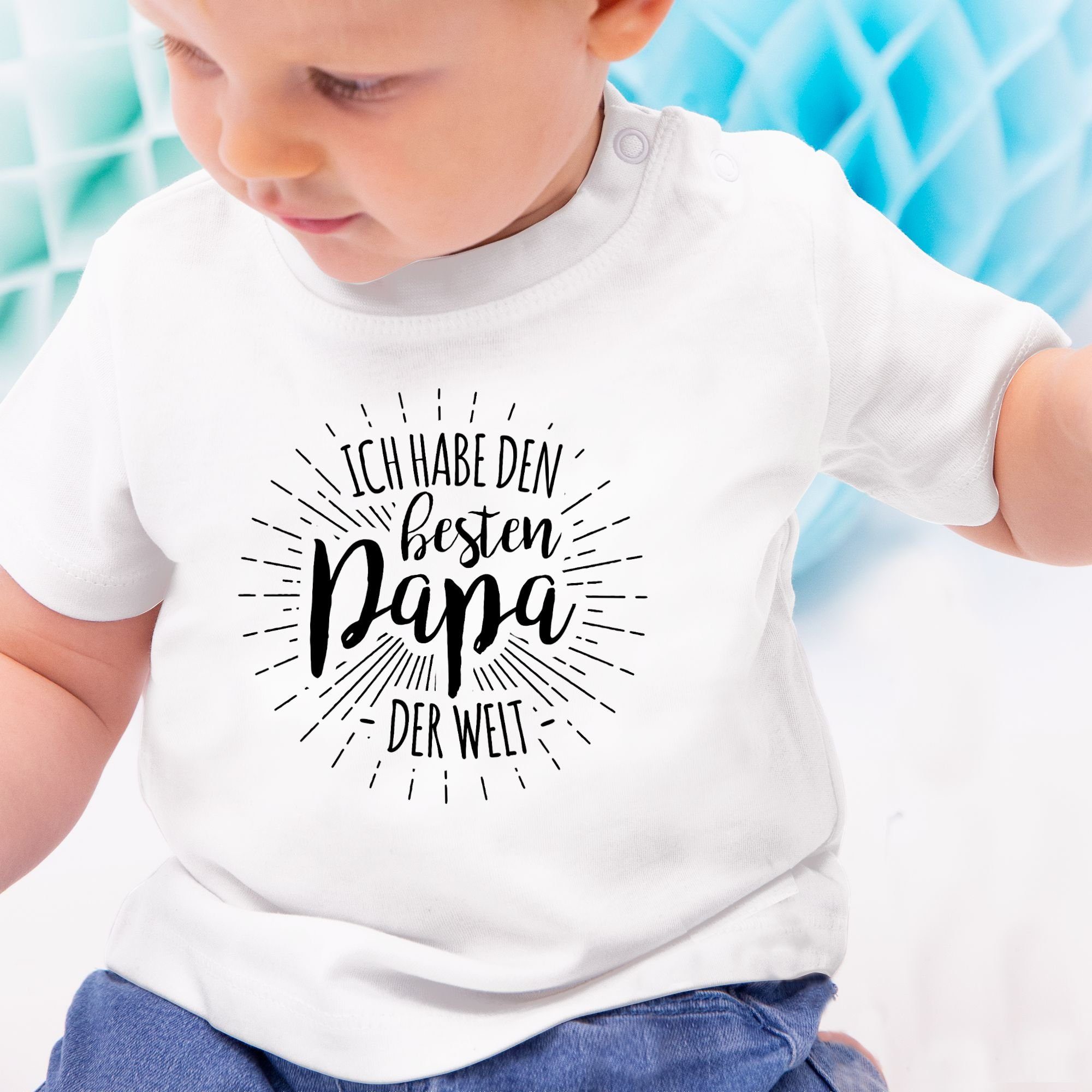 Vatertag Weiß Papa Baby 2 Geschenk T-Shirt Ich Shirtracer besten Welt den habe der