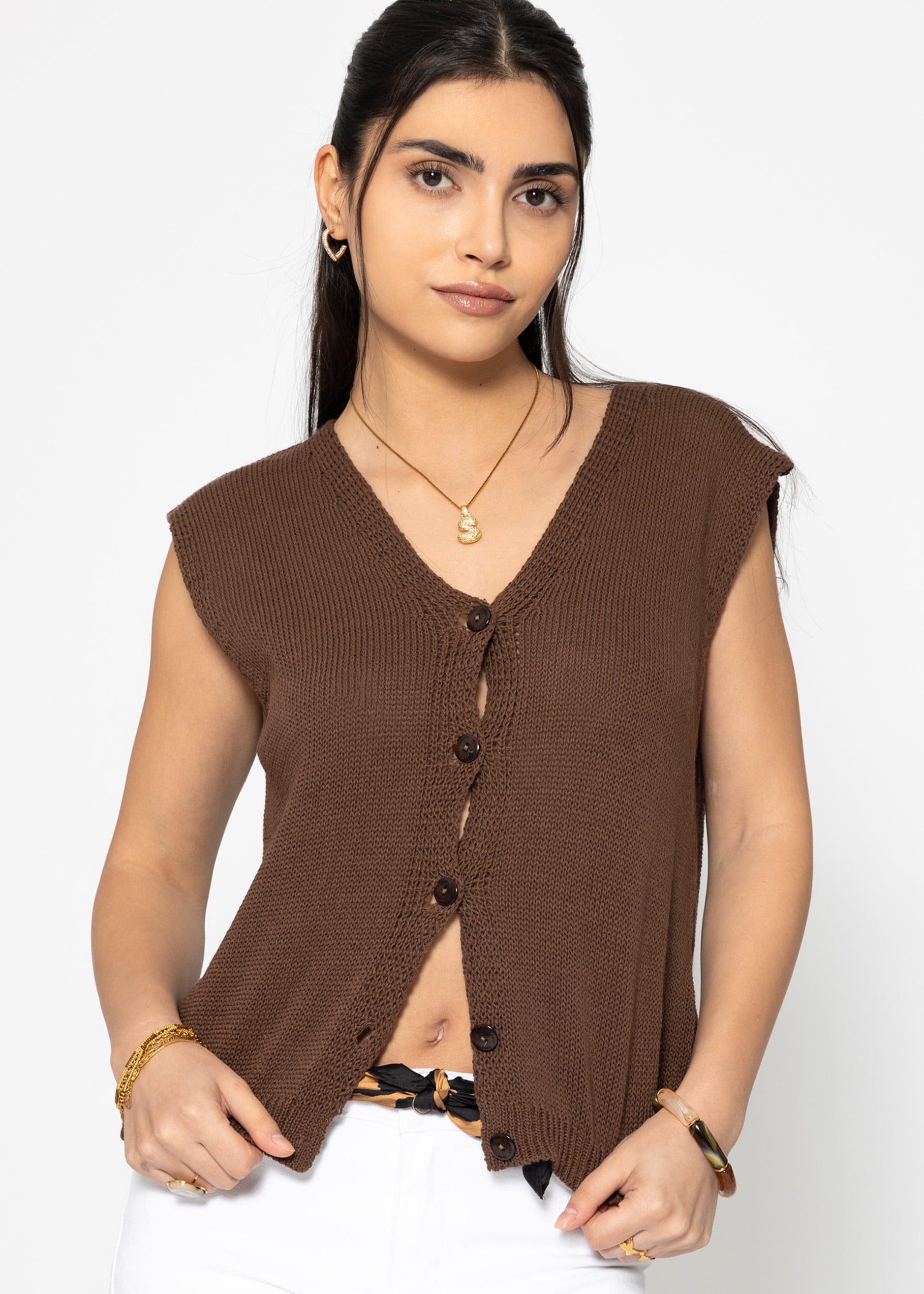 Kurzweste Ärmellose Strickweste Damen