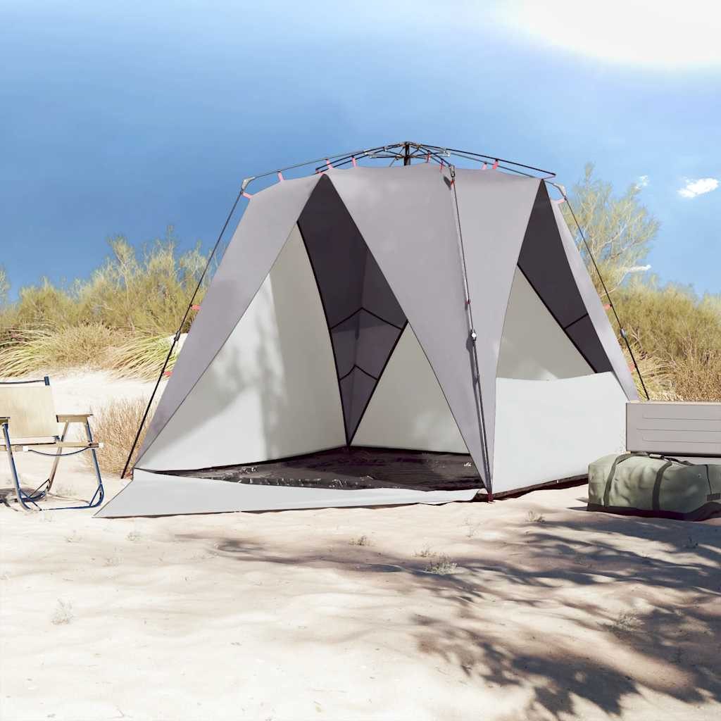 vidaXL Kuppelzelt Strandzelt 4 Personen Grau günstig online kaufen