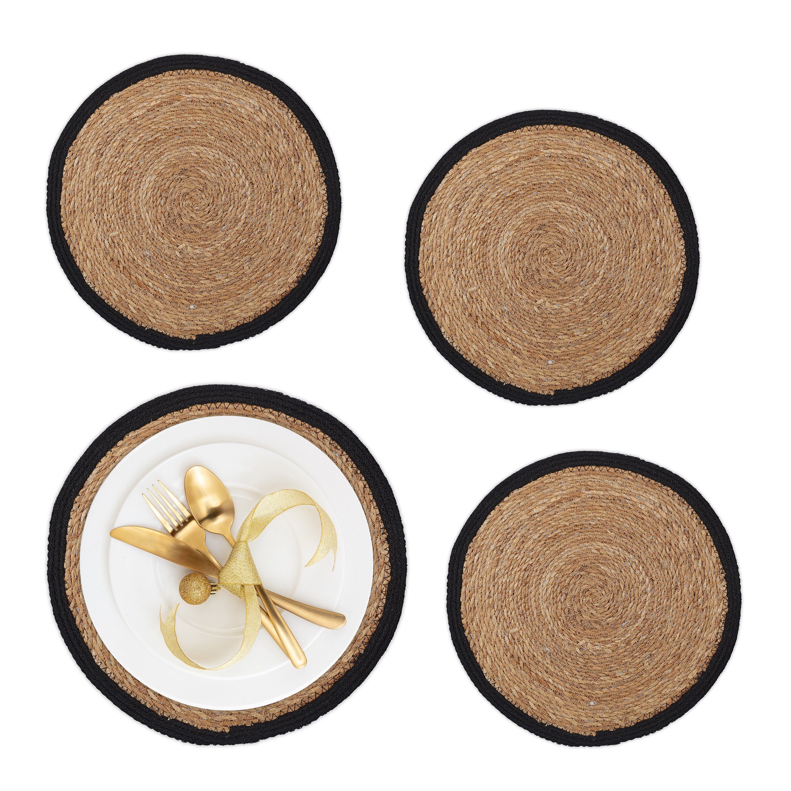 relaxdays Platzset Tischset 4-teilig Wasserhyazinthe günstig online kaufen