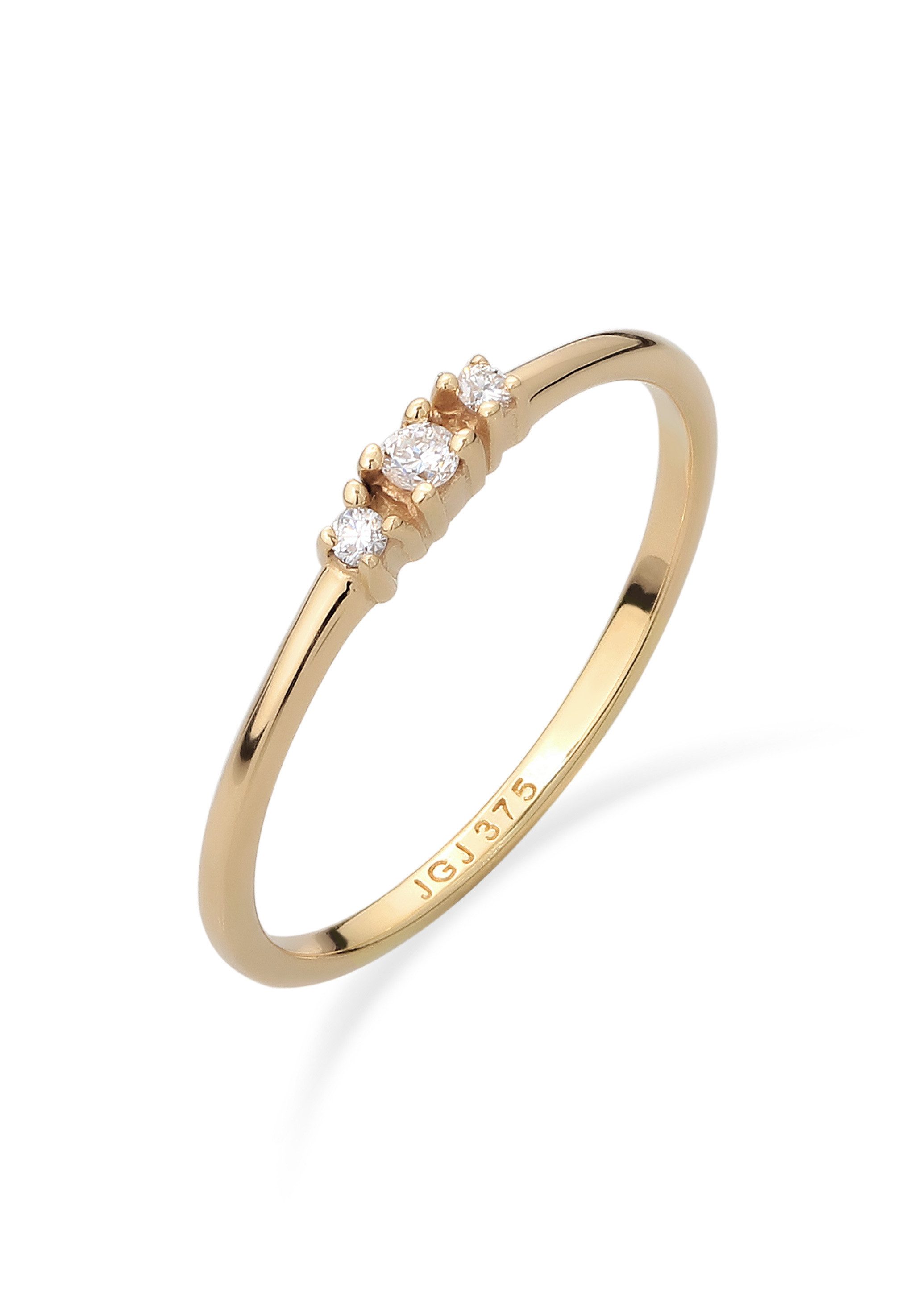 Diamantring Laborgezüchtete Diamanten Weiß (0.075 ct) 375 Gelbgold