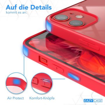EAZY CASE Handyhülle Bumper Case für Apple iPhone 12 Mini 5,4 Zoll, Hülle Transparent Backcover kratzfest Slim Cover Durchsichtig Rot