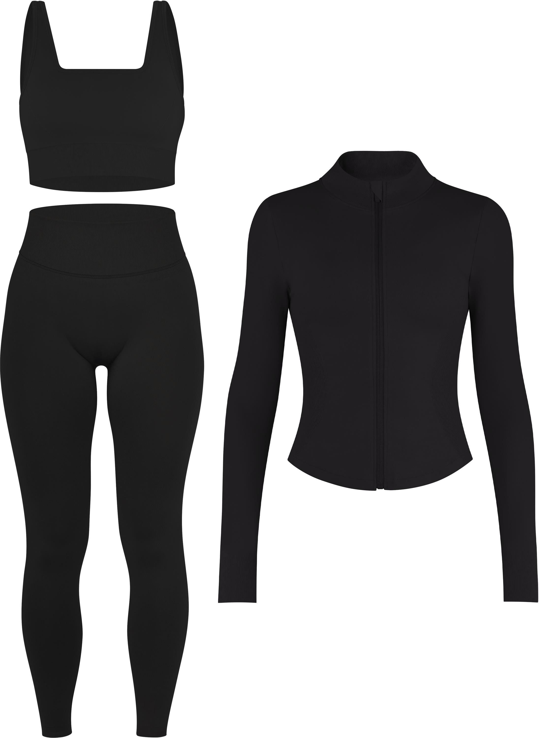 Circle Five Sportanzug, Sportjacke, Sport-BH mit Cups und blickdichte Leggings im Set.