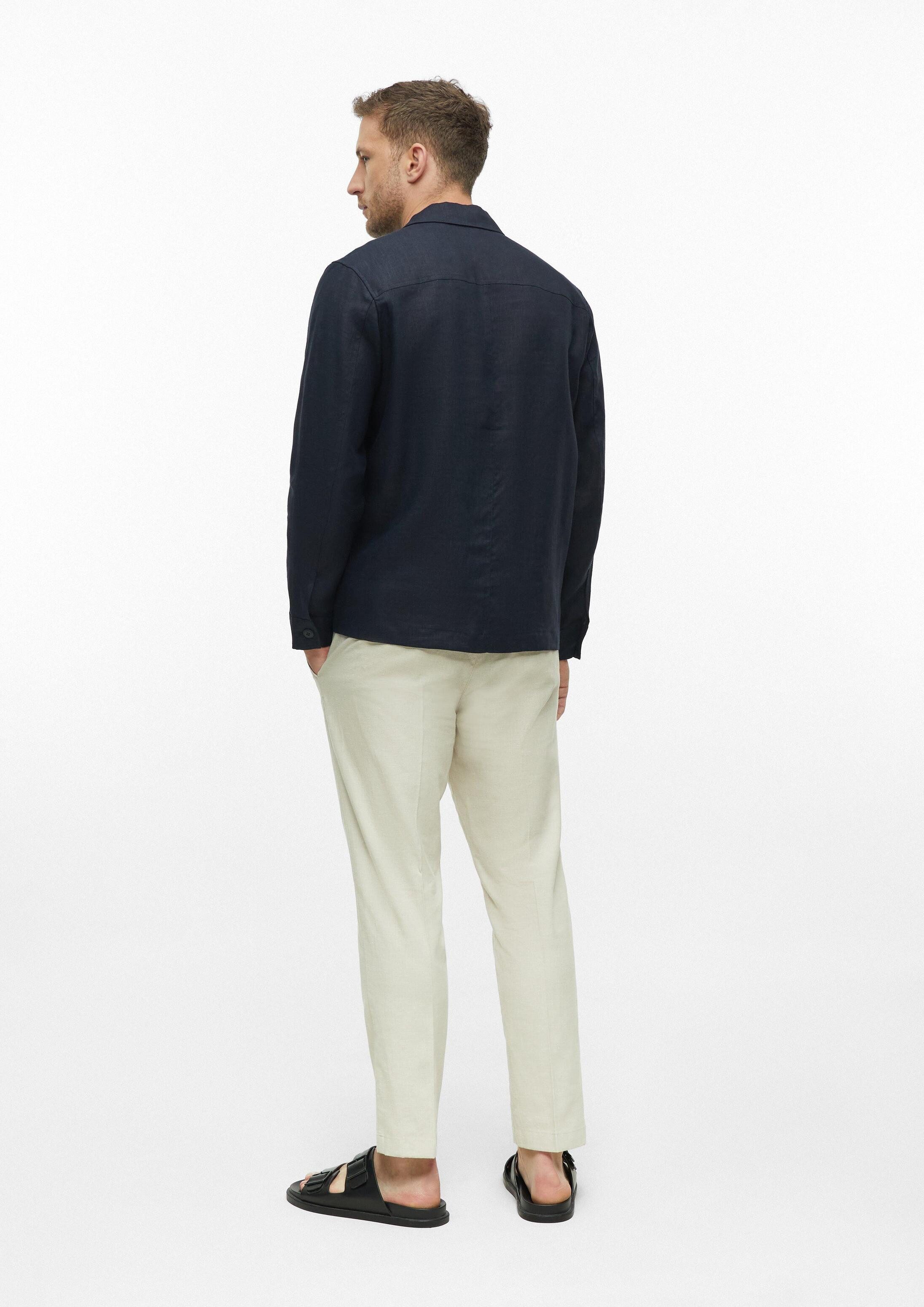 s.Oliver Hemdjacke Indoor-Jacke Overshirt aus Leinen mit verdeckter Knopfleiste
