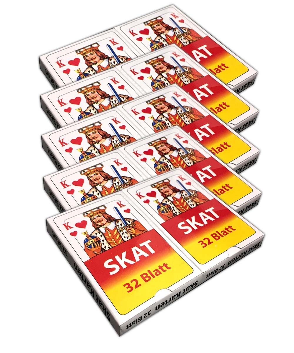 HAC24 Spiel 5er Set Skat Spielkarten Skatblatt Skatkarten Skatspiel Karten, je 2x 32 Blatt