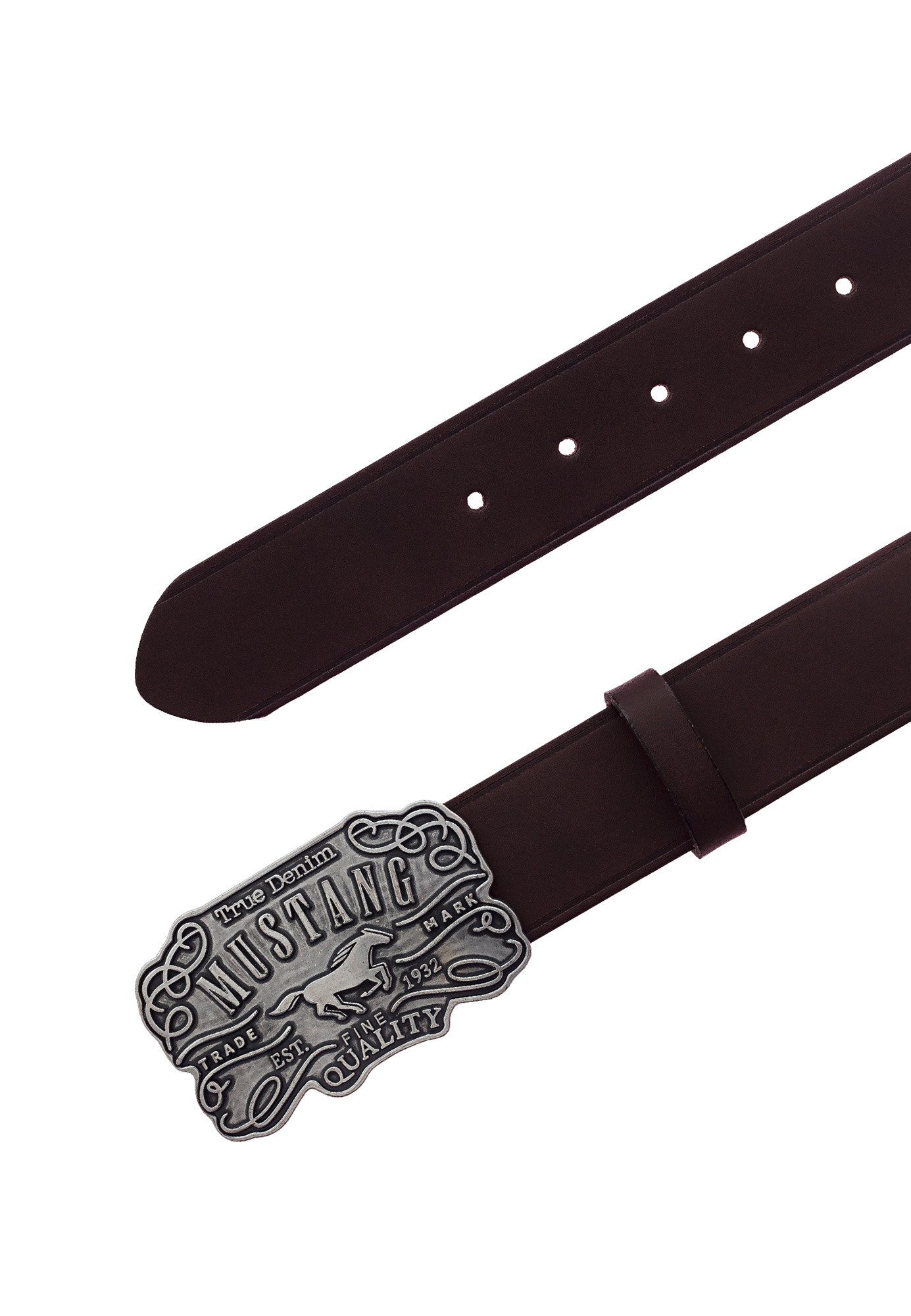 MUSTANG Ledergürtel feine Logoprägung, Echtleder, aufwendige Gürtelschnalle günstig online kaufen