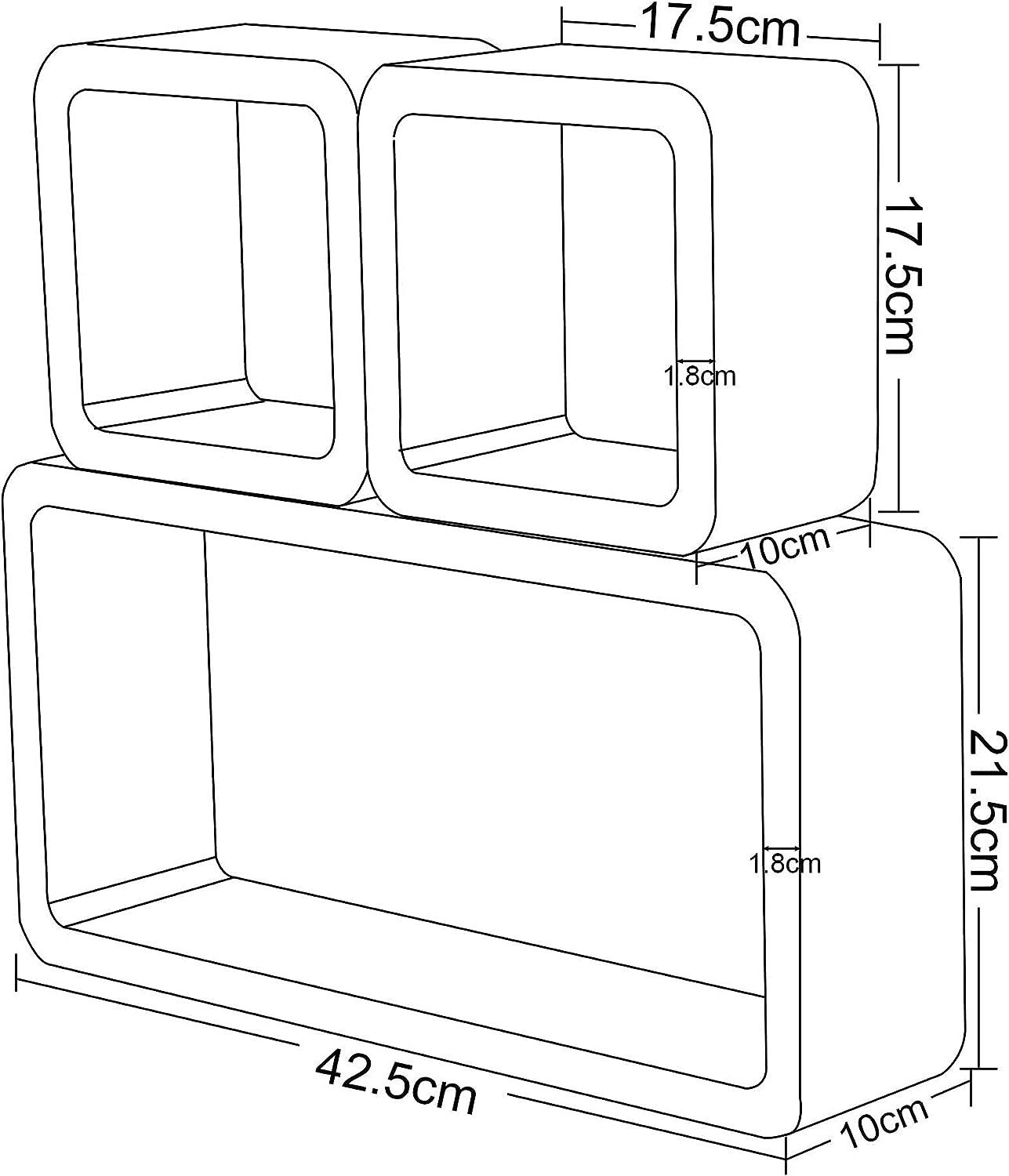 3-tlg., Weiß Wandregal, Cube Woltu Würfelregal Hängeregal Regal Wandregal 3er Set