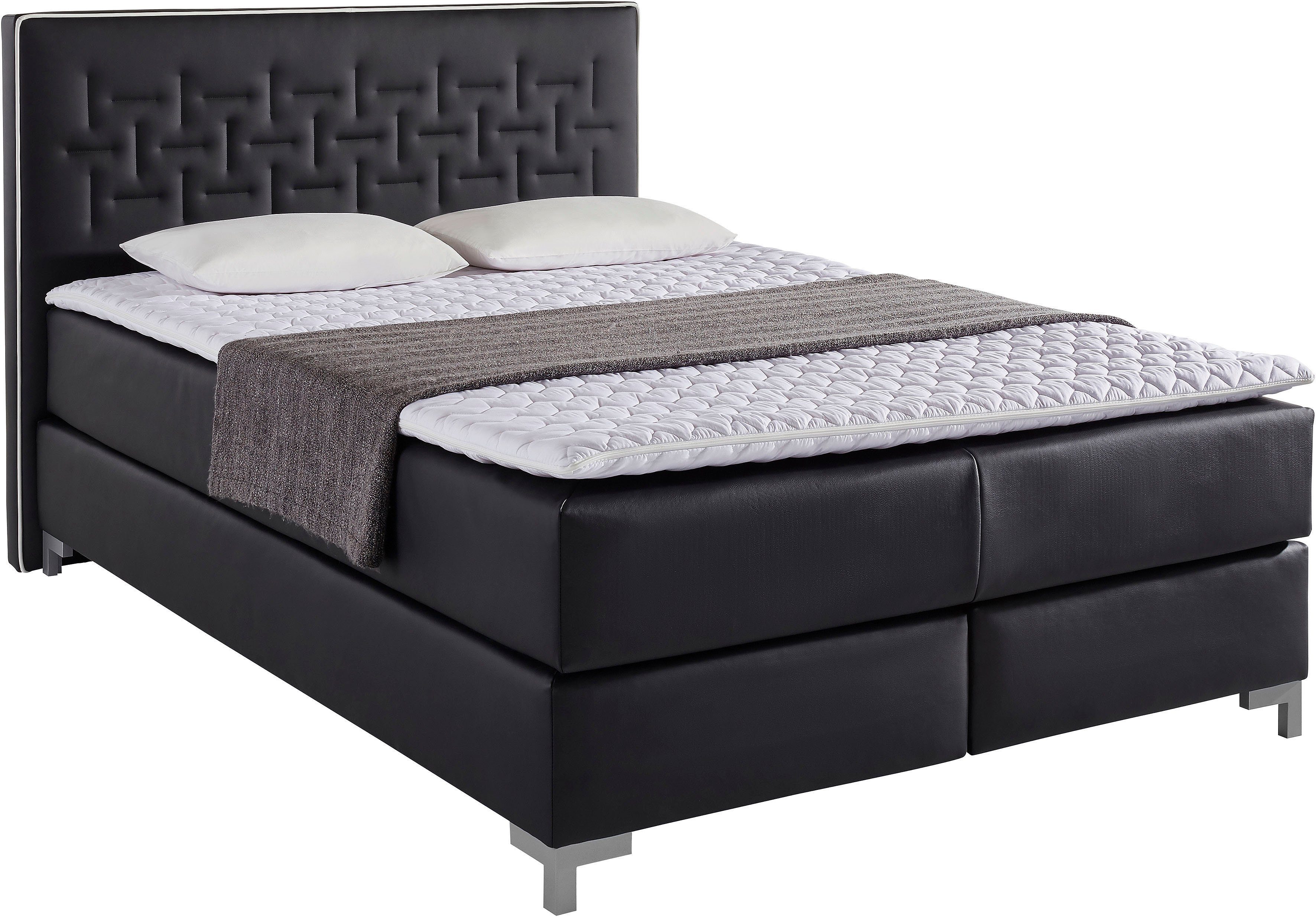 INOSIGN Boxspringbett "Coos" mit besonderer Steppung im Kopfteil, 3 Matratz günstig online kaufen