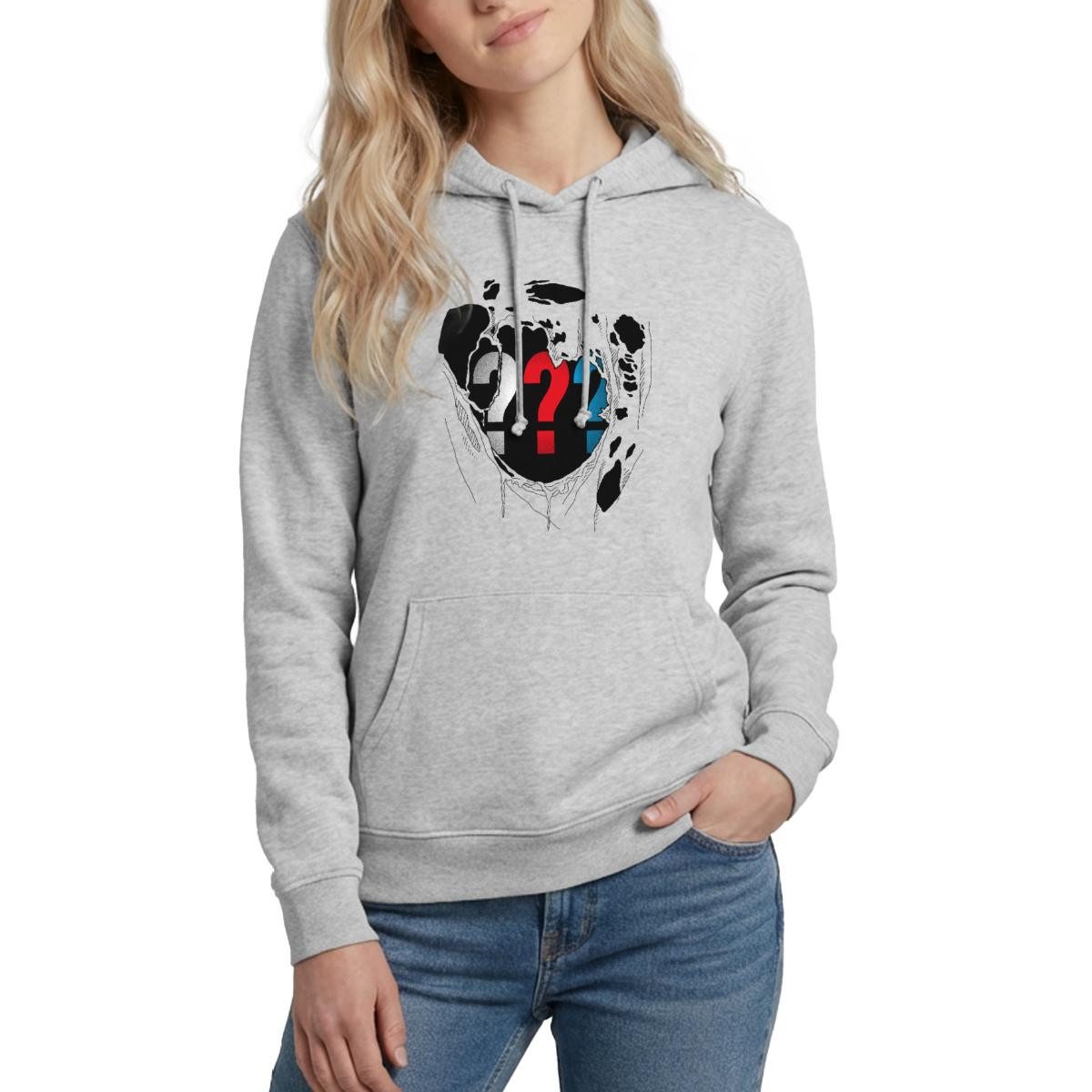 Hoodie Die Drei Fragezeichen Brust Destroyed Look Damen Hoodie
