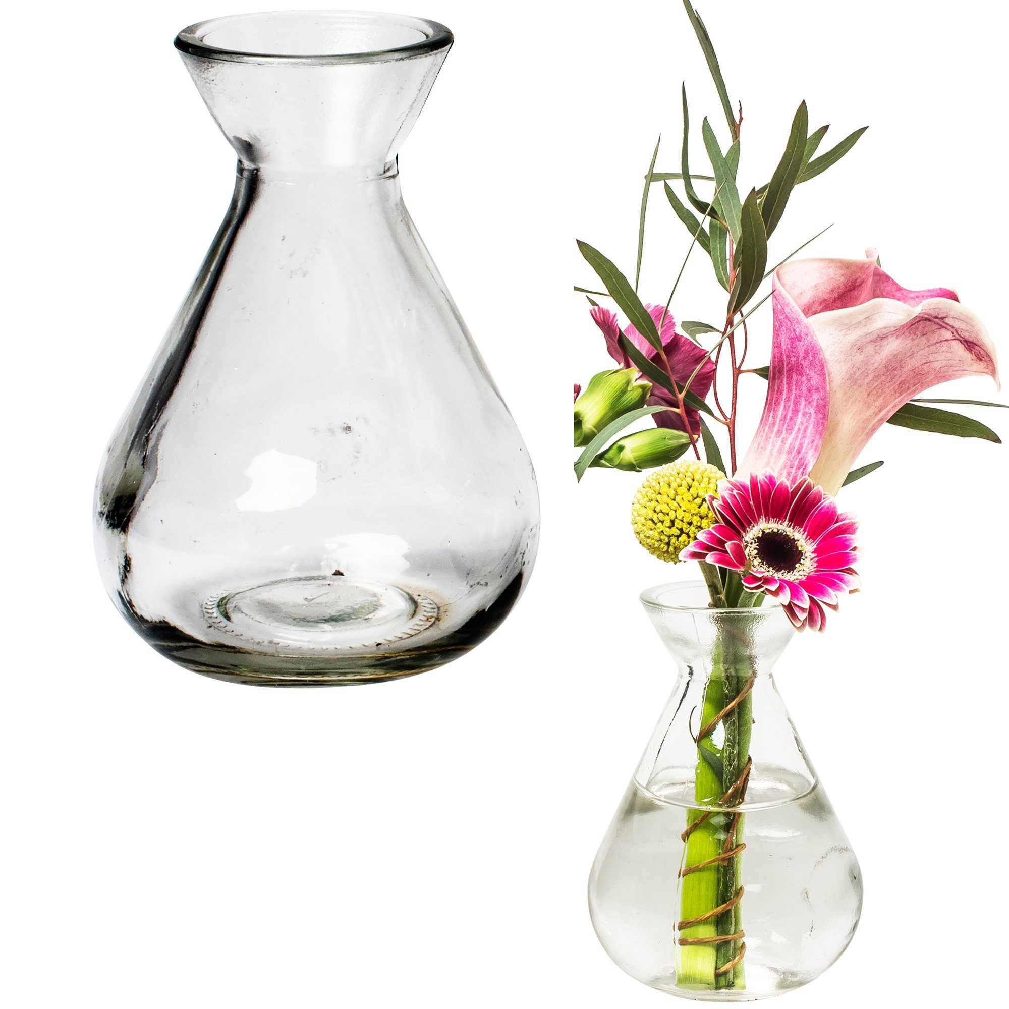 Annastore Dekovase 12 x Glasfläschchen - Vasen in stilvoller Optik H 10 cm (Glasflaschen, Tischvasen), Glasvasen, Kleine Blumenvase, Dekoflaschen, Väschen. € 26,99, (€ 2,25 pro 1 Stk).
