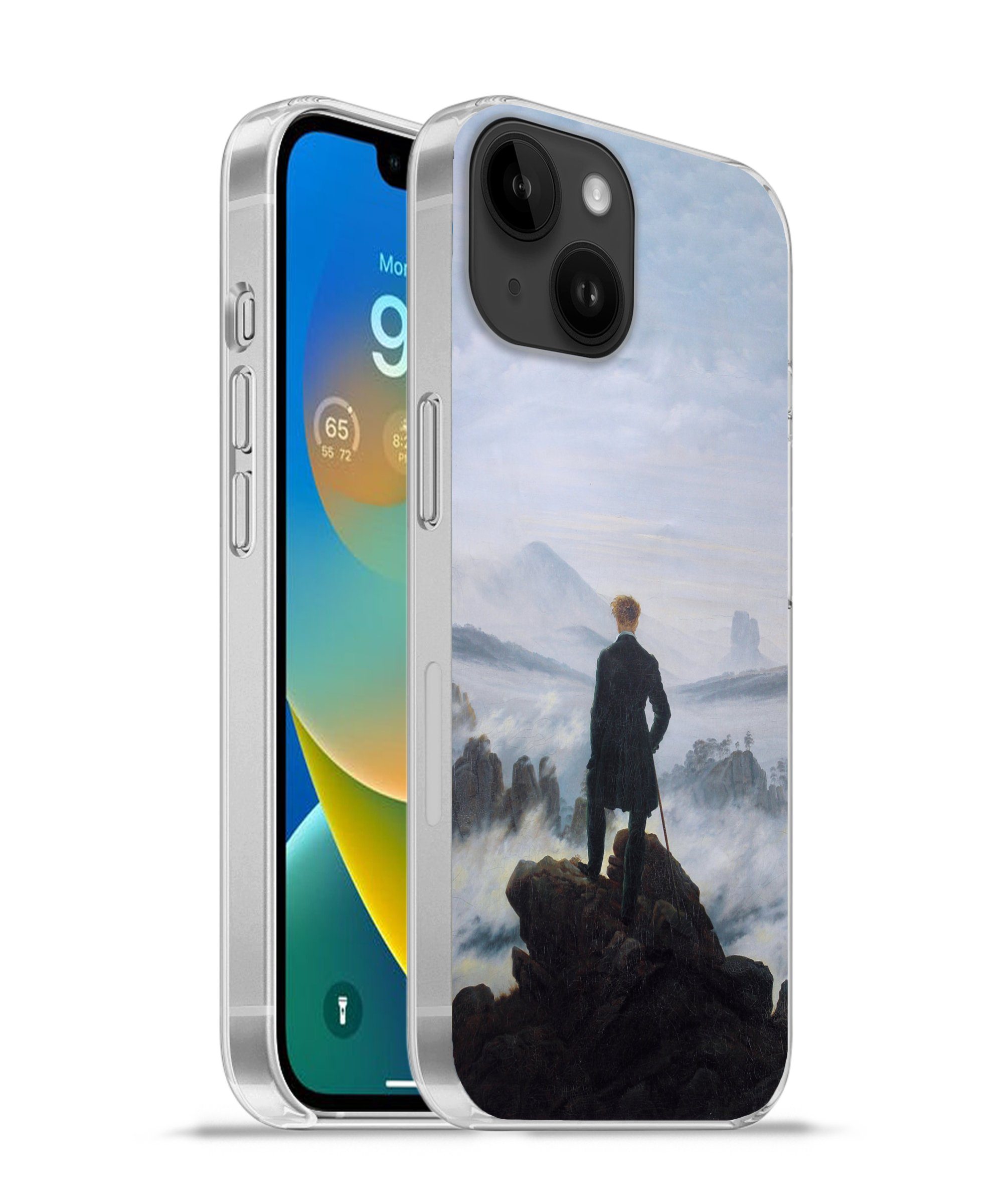 MuchoWow Handyhülle für Apple iPhone 14 Der Wanderer über dem Nebelmeer - Caspar David Fri, Smartphone-Bumper, Print, Handy Schutzhülle Dünn