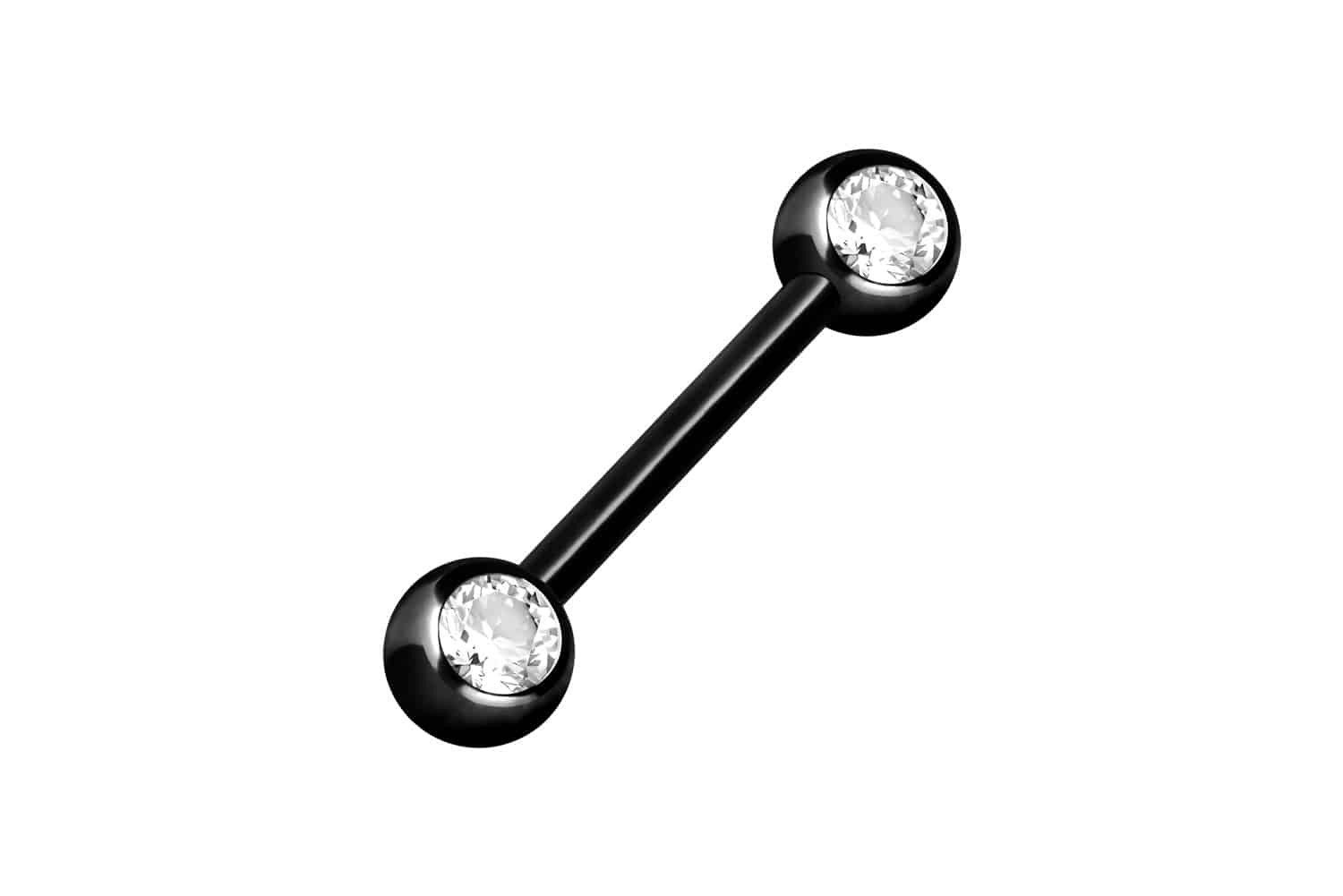 Brustwarzenpiercing Chirurgenstahl Barbell SEITLICHE KRISTALLE