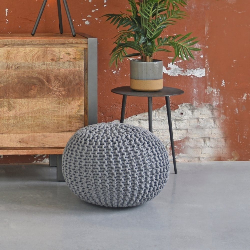 RINGO-Living Stuhl Hocker Mabel in Hellgrau aus Baumwolle 350x500mm, Möbel