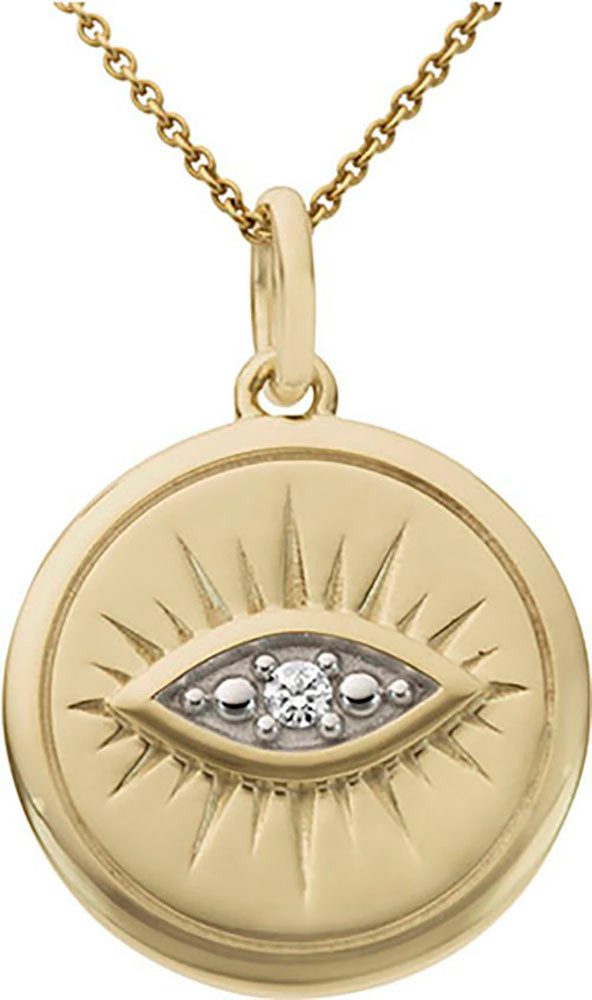 Firetti Kettenanhänger Schmuck Geschenk Gold 333 Halsschmuck Anhänger Nazar magisches Auge, mit Diamant